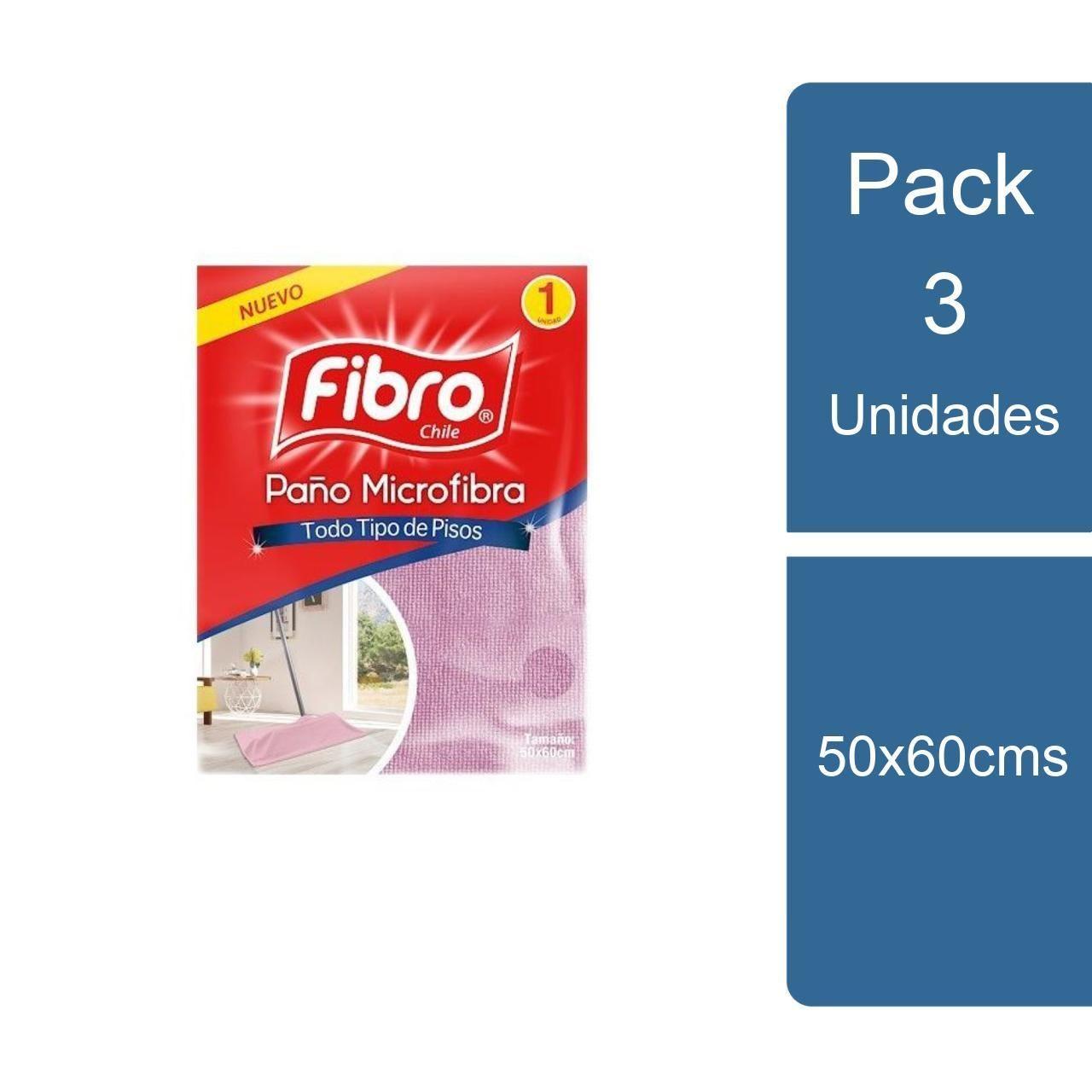 Pack 3 Paño Microfibra para Pisos 50x60cms Fibro-0