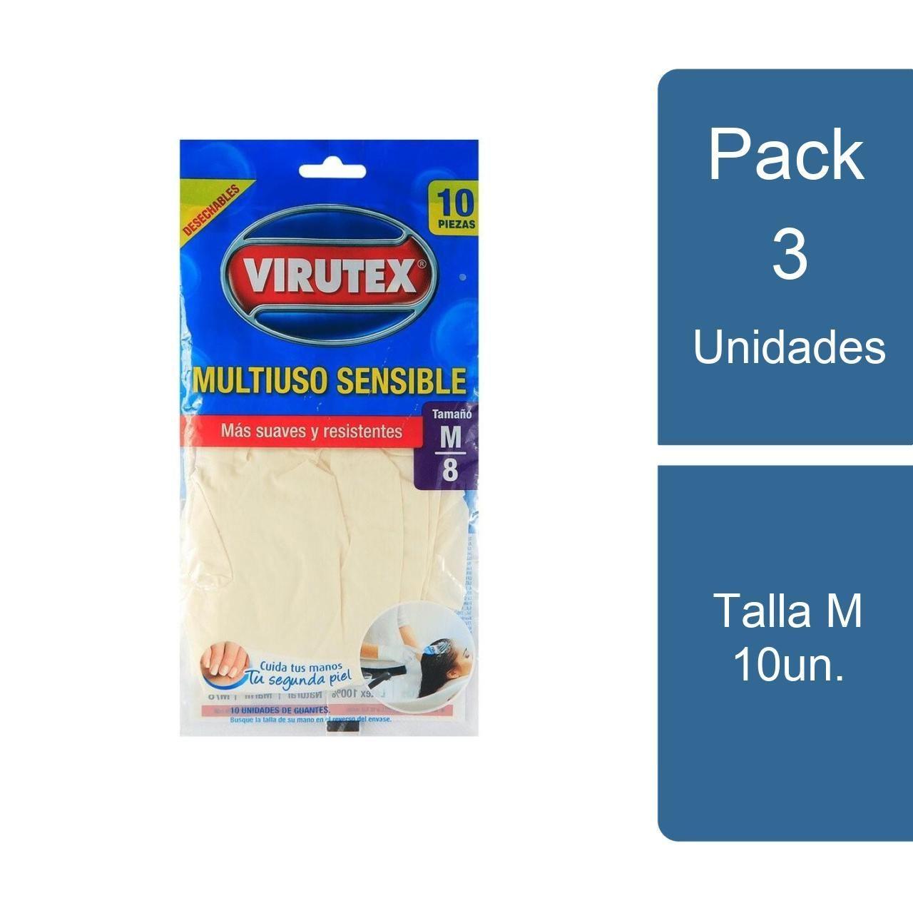 Pack 3x10 Guantes Multiuso Uso Sensible Desechable M Virutex-0