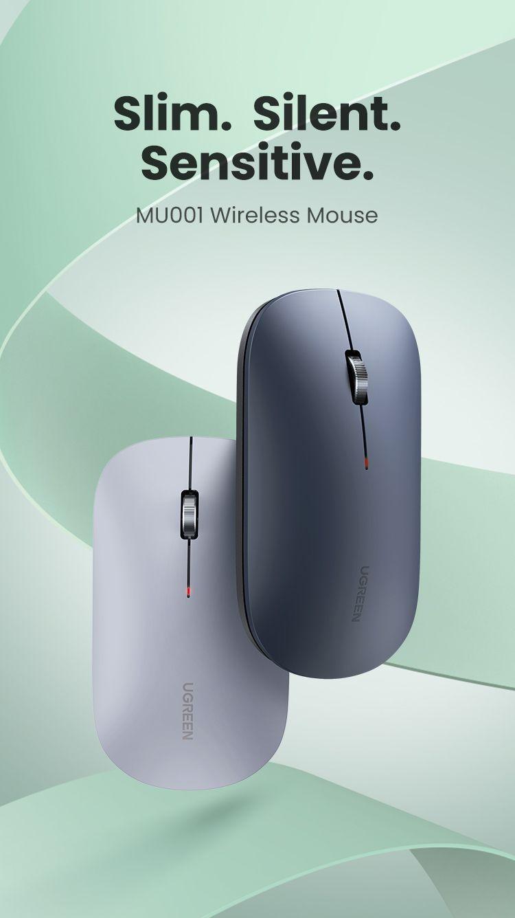 Mouse inalámbrico slim modelo MU001 Gris Ugreen-2