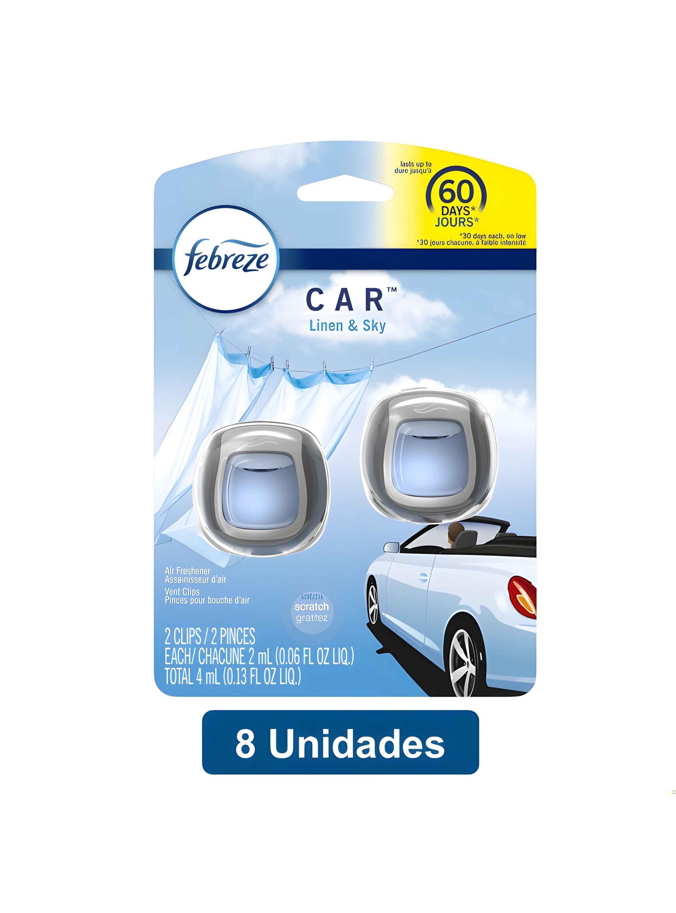 Aromatizante Automovil Clip Aroma Linen & Sky 2un X8 Febreze-0