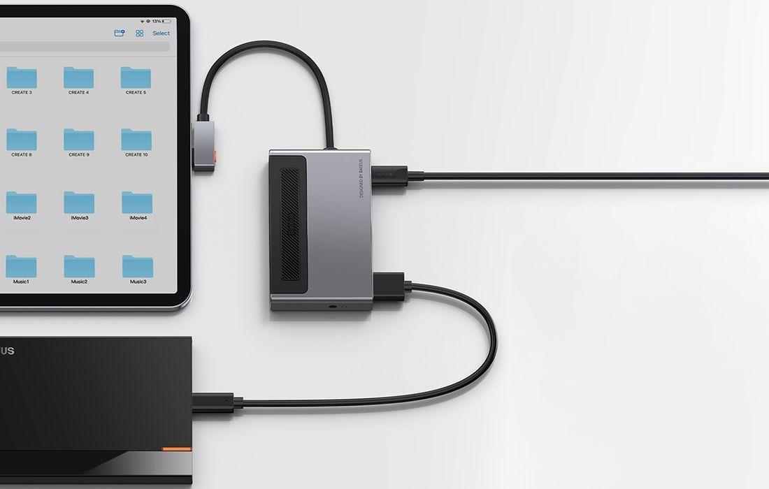 Hub Usb C Magic Multifuncional Retractil 6 En 1 Baseus-1