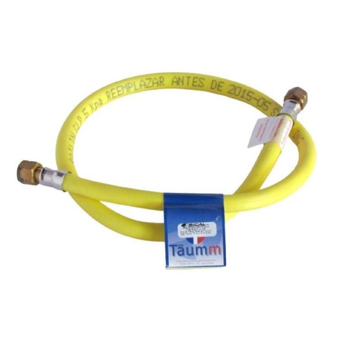 Flexible Gas Hi-hi 3/8  Hilo Izq Manguera Amarilla 1mt Taumm-0