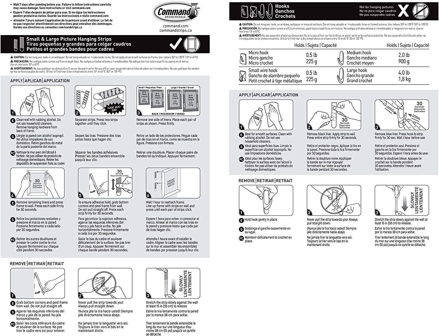 Kit tiras para colgar cuadros y ganchos clear Hasta 19un-8