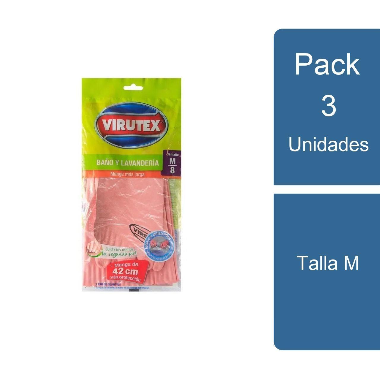 Pack 3 Guantes Baño y Lavandería Talla M Virutex-0