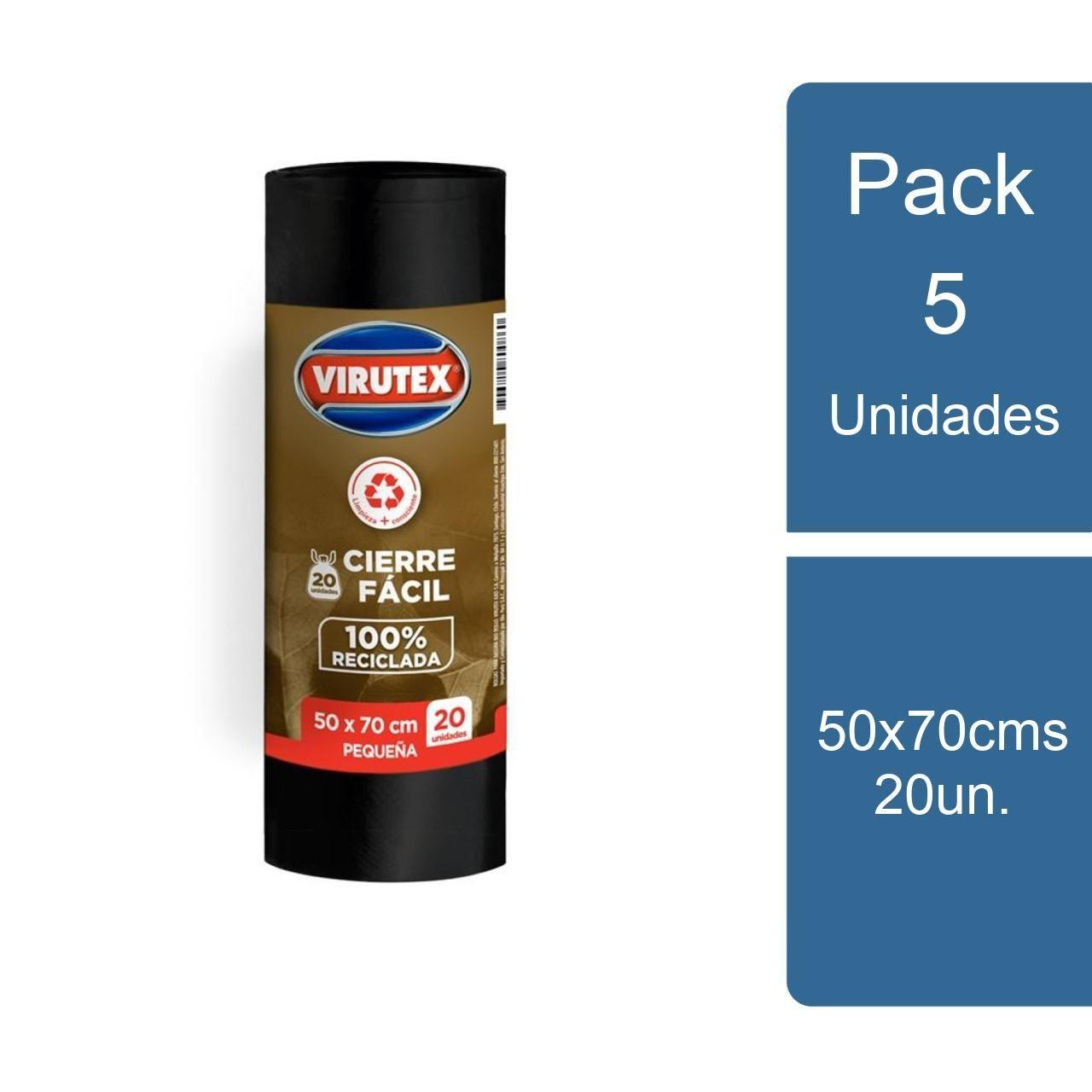 Pack 5x20 Bolsa de Basura Cierre Fácil 50x70cms Virutex-0