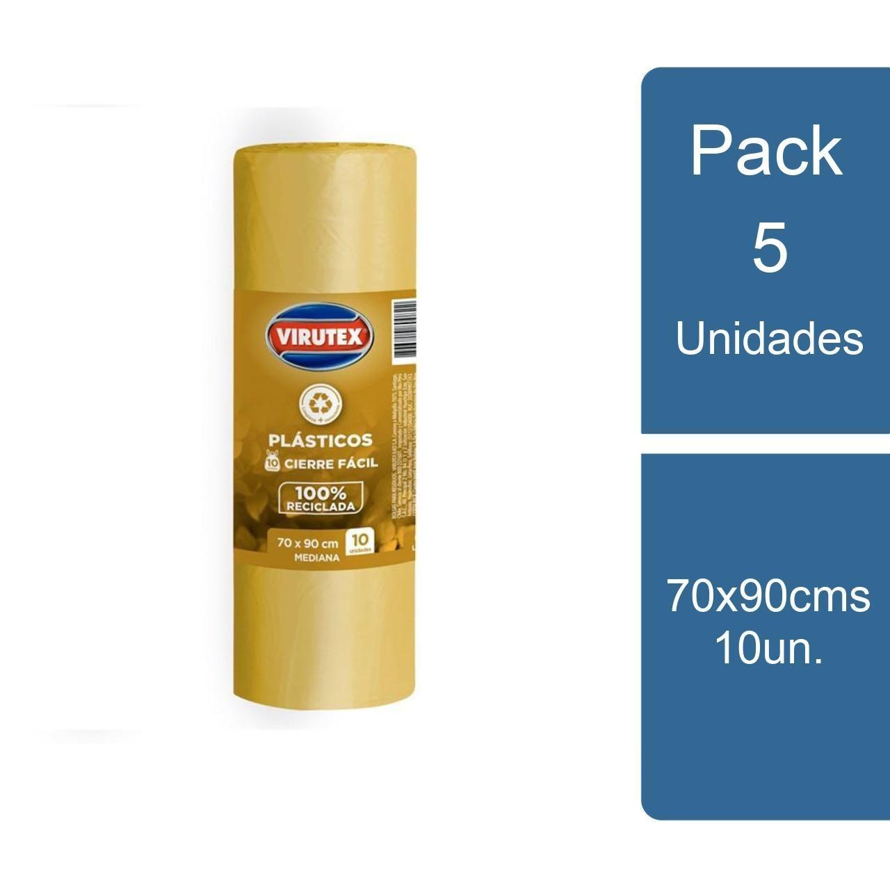 Pack 5x10 Bolsa de Basura amarilla reciclaje 70x90cm Virutex-0