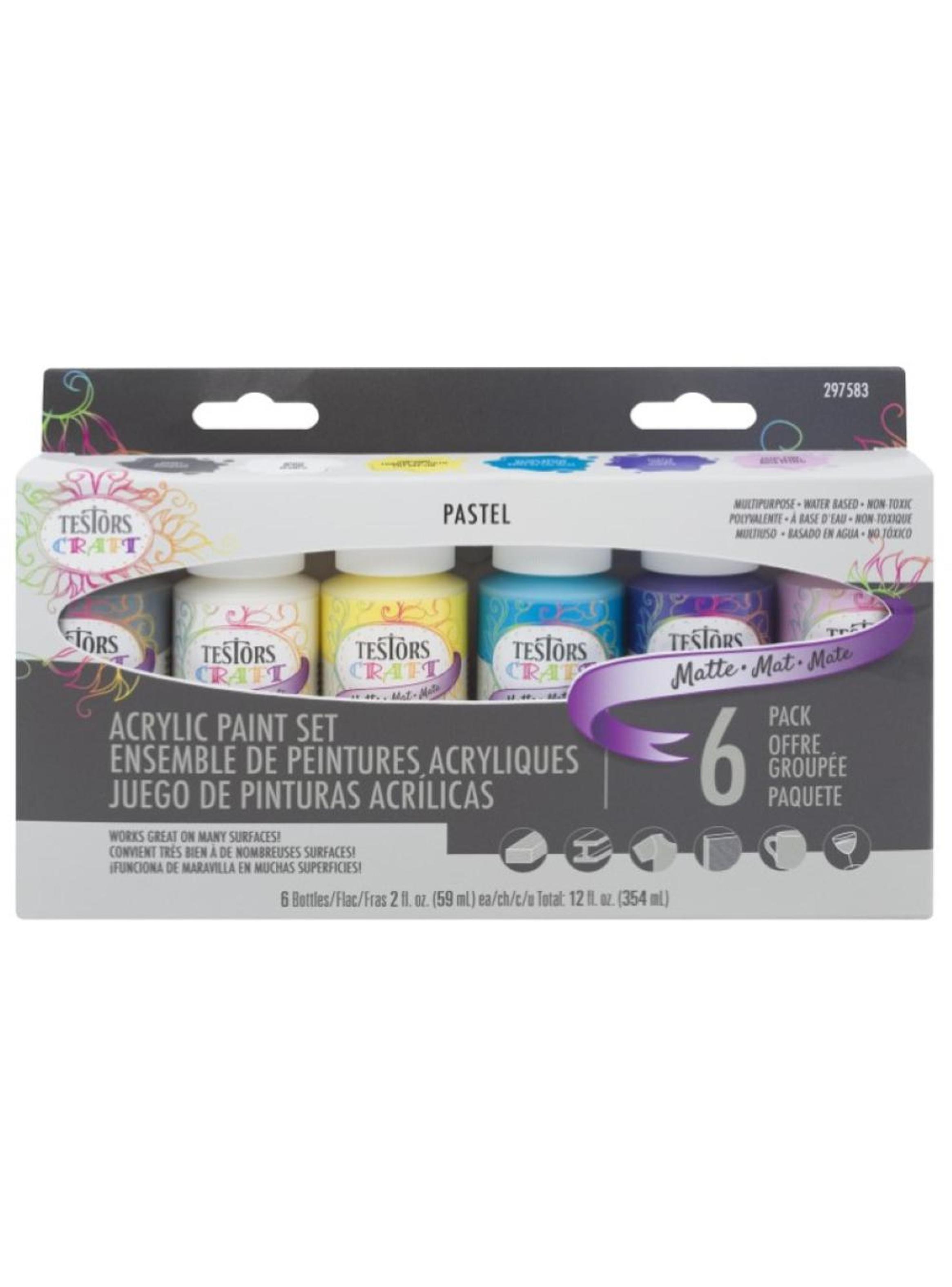Set De 6 Pinturas Acrílicas Pasteles Testors-0