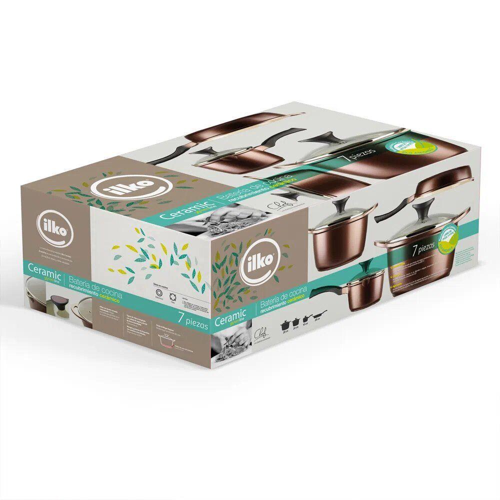 Batería De Cocina Antiadherente Ceramic 7 Piezas Ilko-1