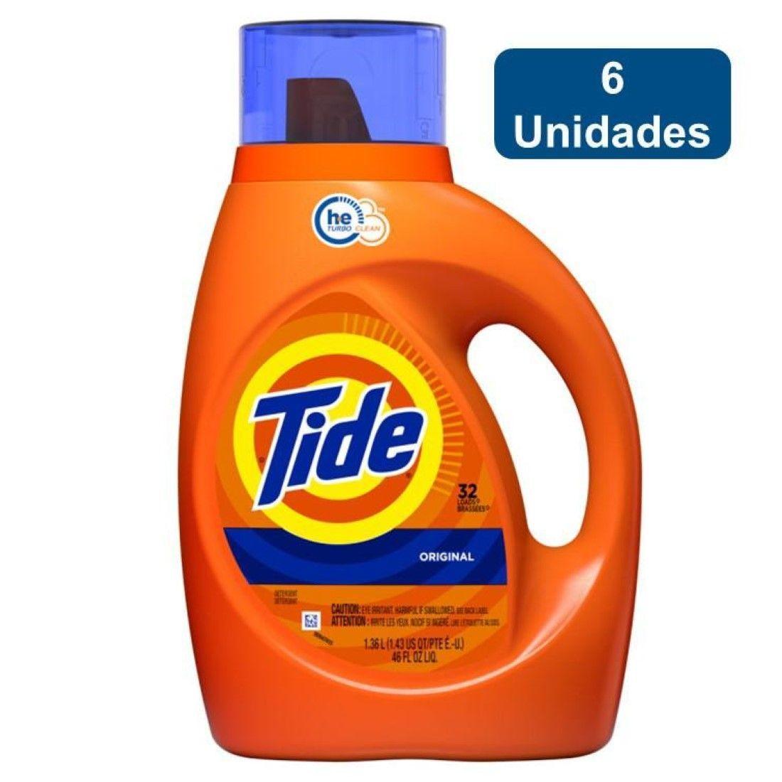 Detergente De Ropa Concentrado He Original 1.36lts X 6 Tide-0