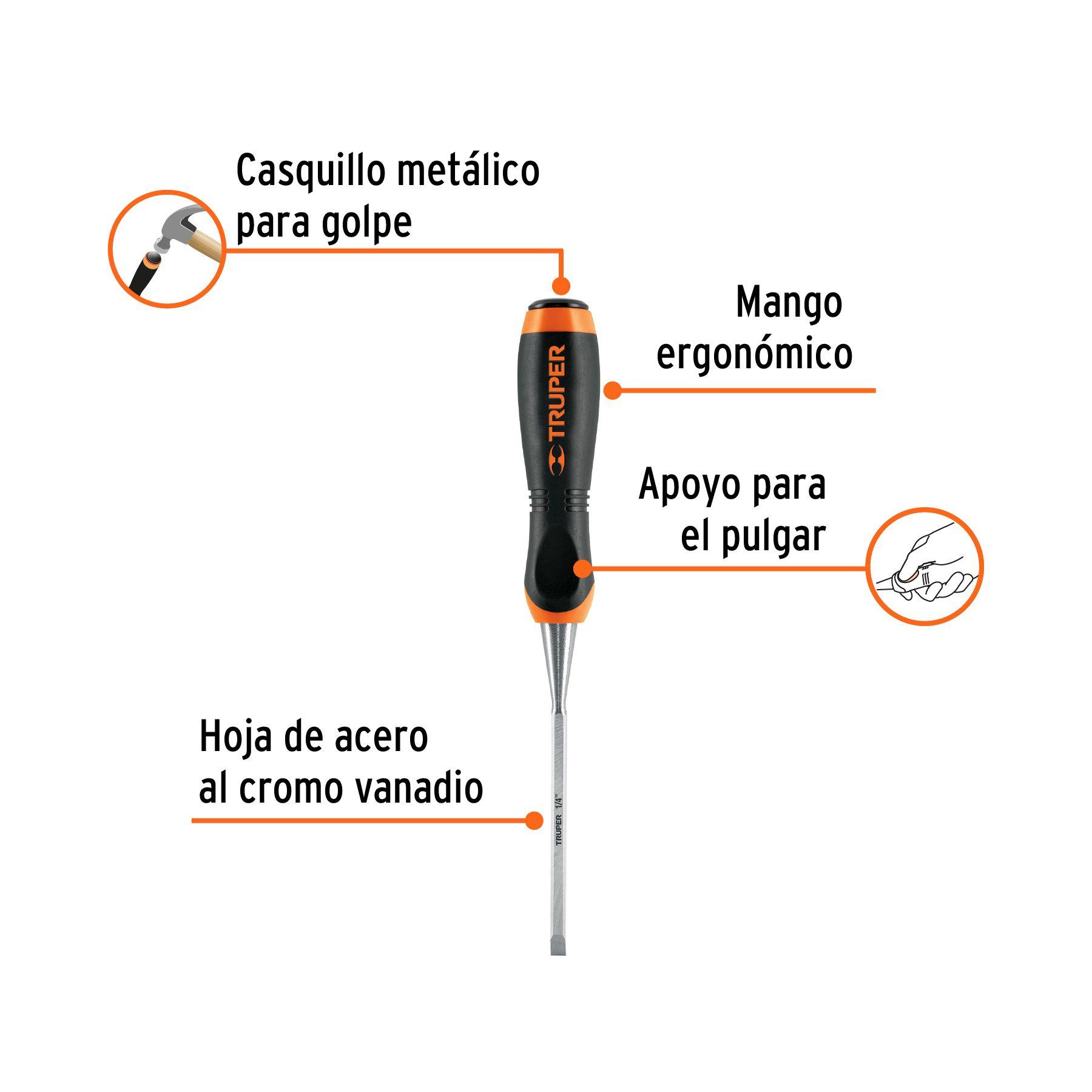 Formón mango confort grip 1/4" - Truper-2