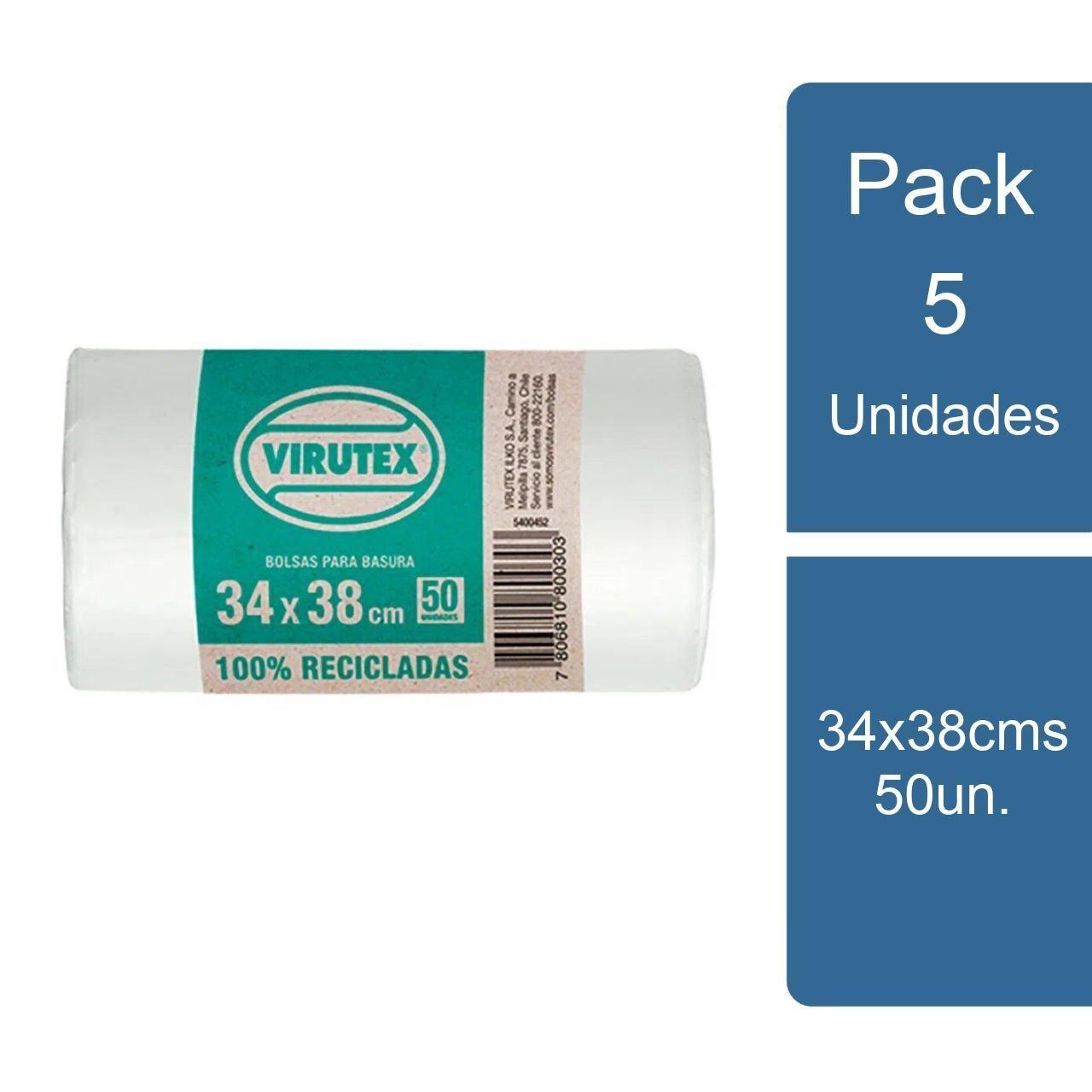 Pack 5x50 Bolsa de Basura Blanca Reciclada 34x38cms Virutex-0
