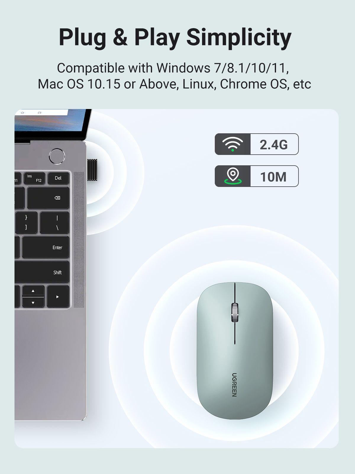 Mouse inalámbrico slim modelo MU001 Verde Ugreen-6