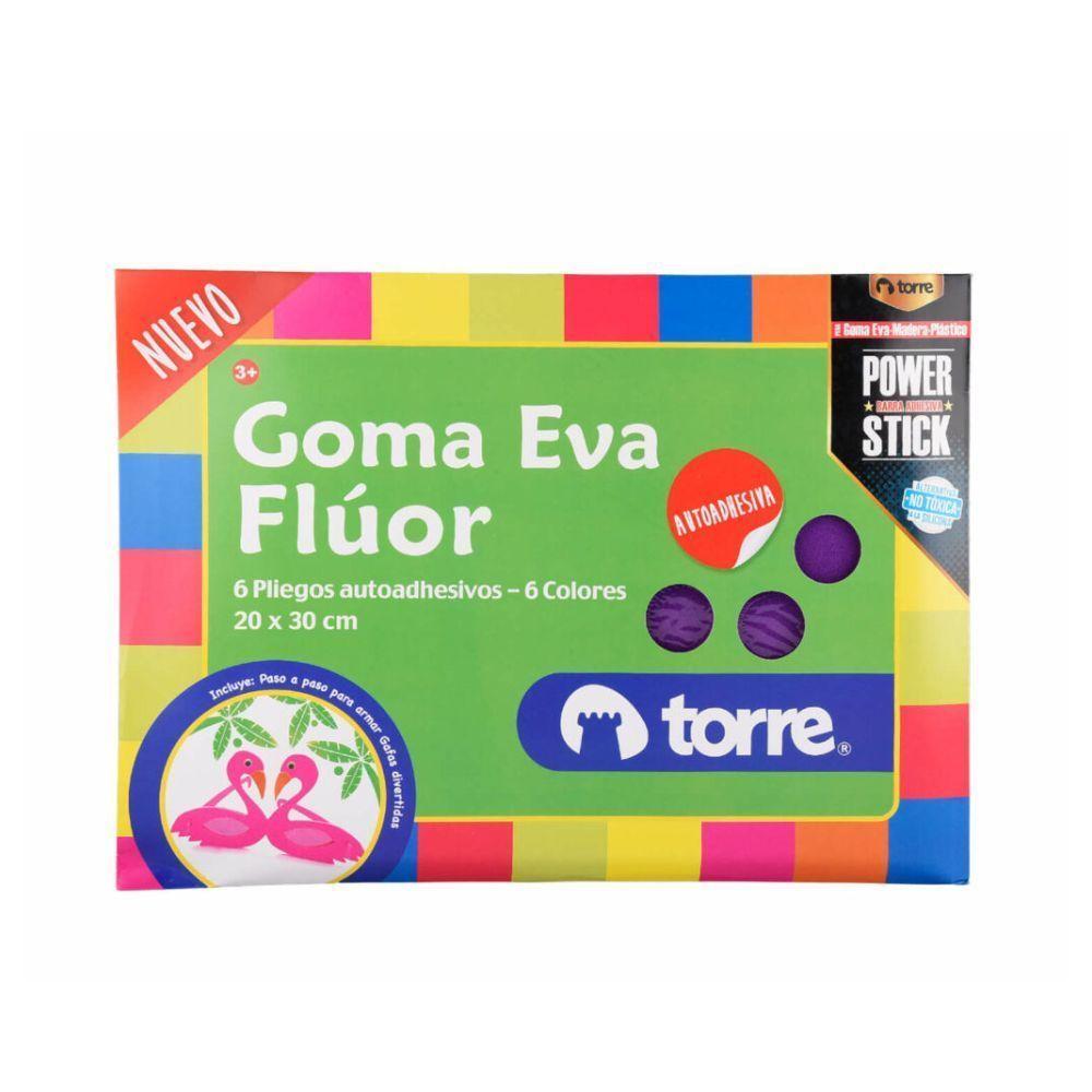 Goma Eva Flúor autoadhesiva 6 pliegos 20x30cms Torre-0