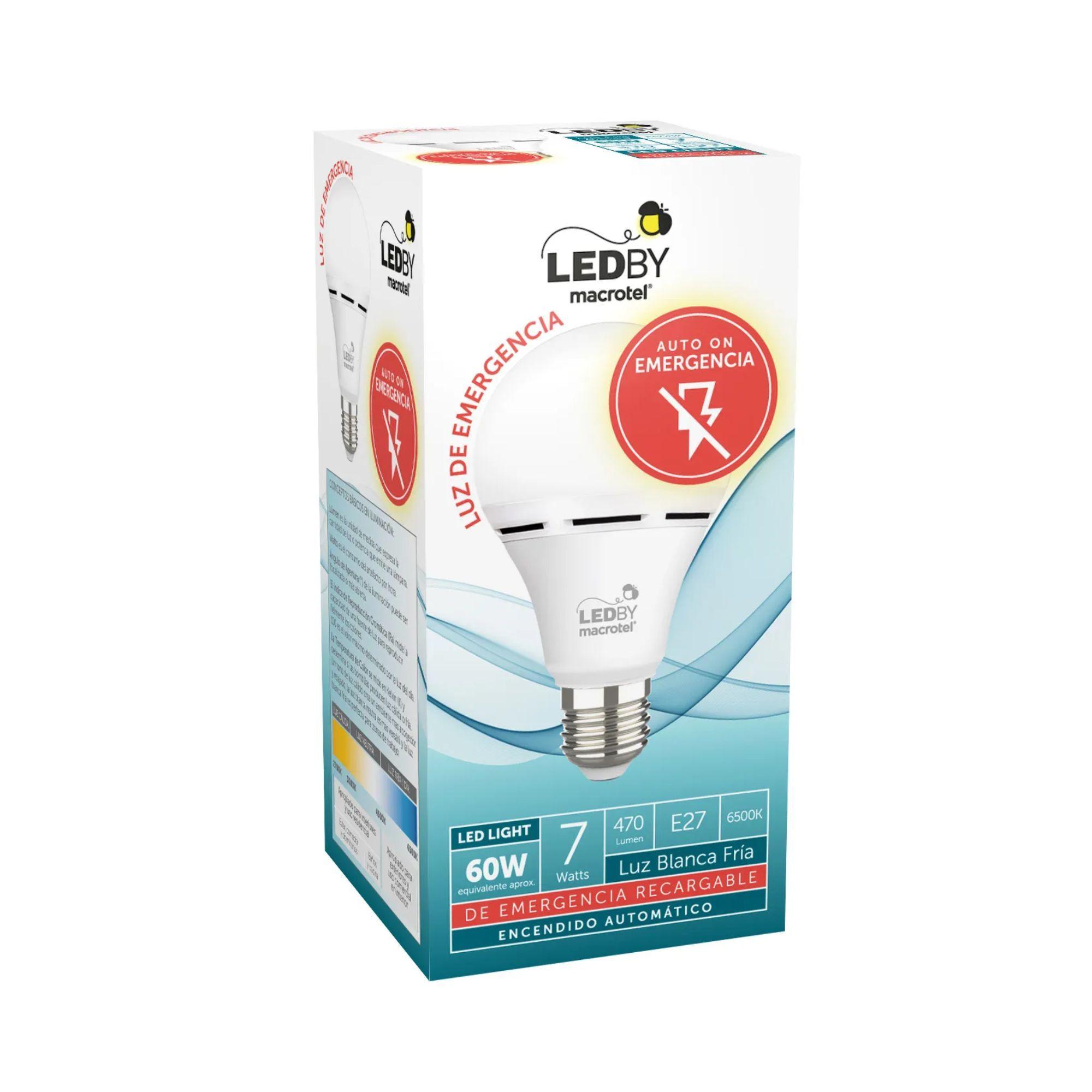 Ampolleta Led de emergencia E27 luz fría 6500K con batería 7W - Macrotel-0