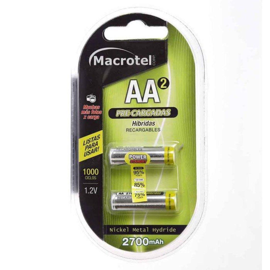 Macrotel Pilas Recargables Precargadas Aa 2700mah 2 Un.-0