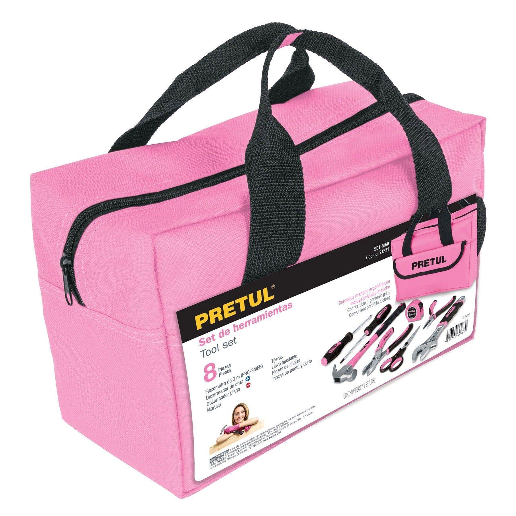 Juego De Herramientas Rosado 8 Piezas Pretul-2