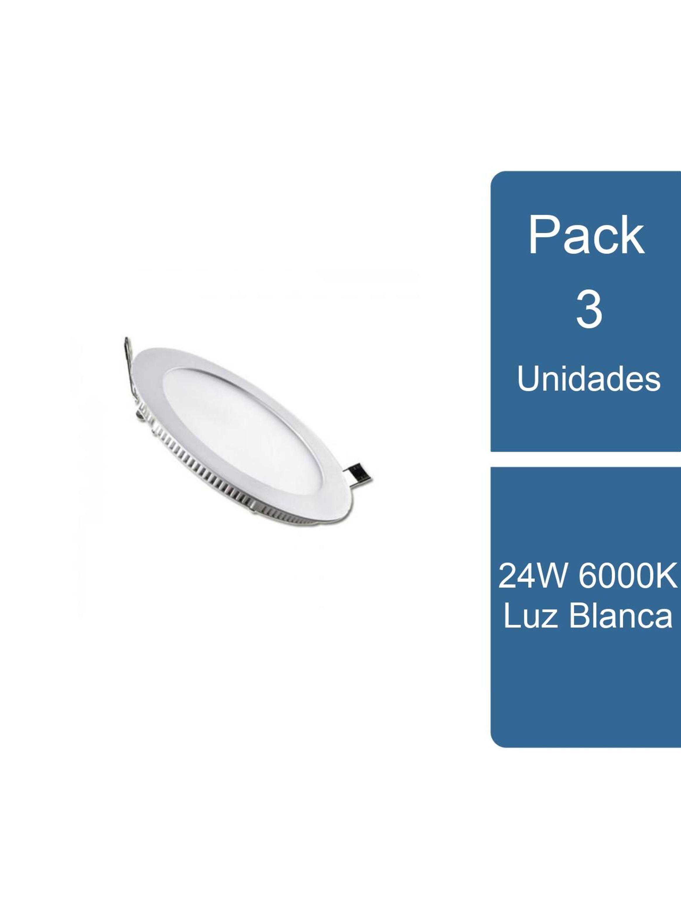 Pack 3 Foco Embutido Redondo LED 24W 6000K Luz Blanca-0