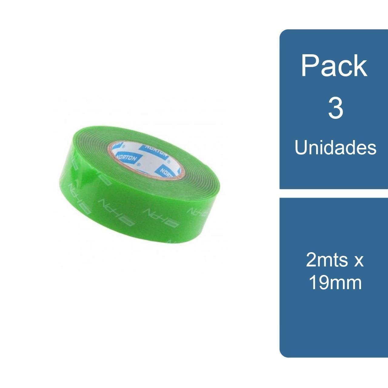 Pack 3 Cinta Doble Contacto Acrílica HPN 2mts x 19mm Norton-0