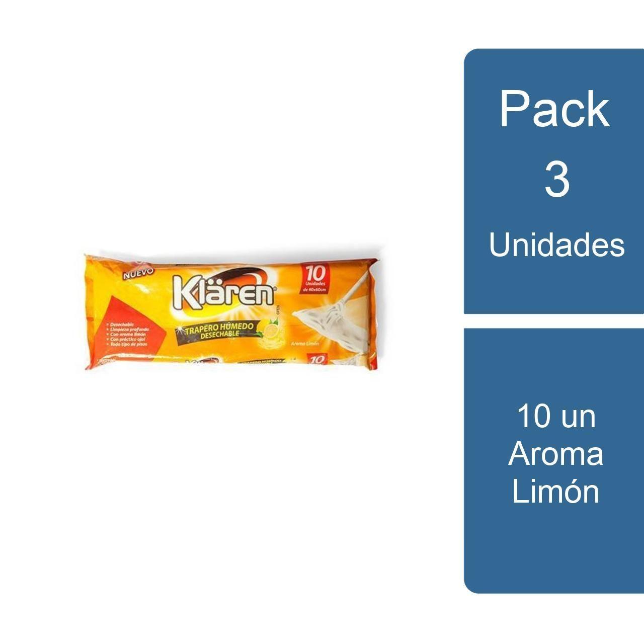 Pack 3 Trapero Húmedo Desechable 10 un Aroma Limón Fibro-0
