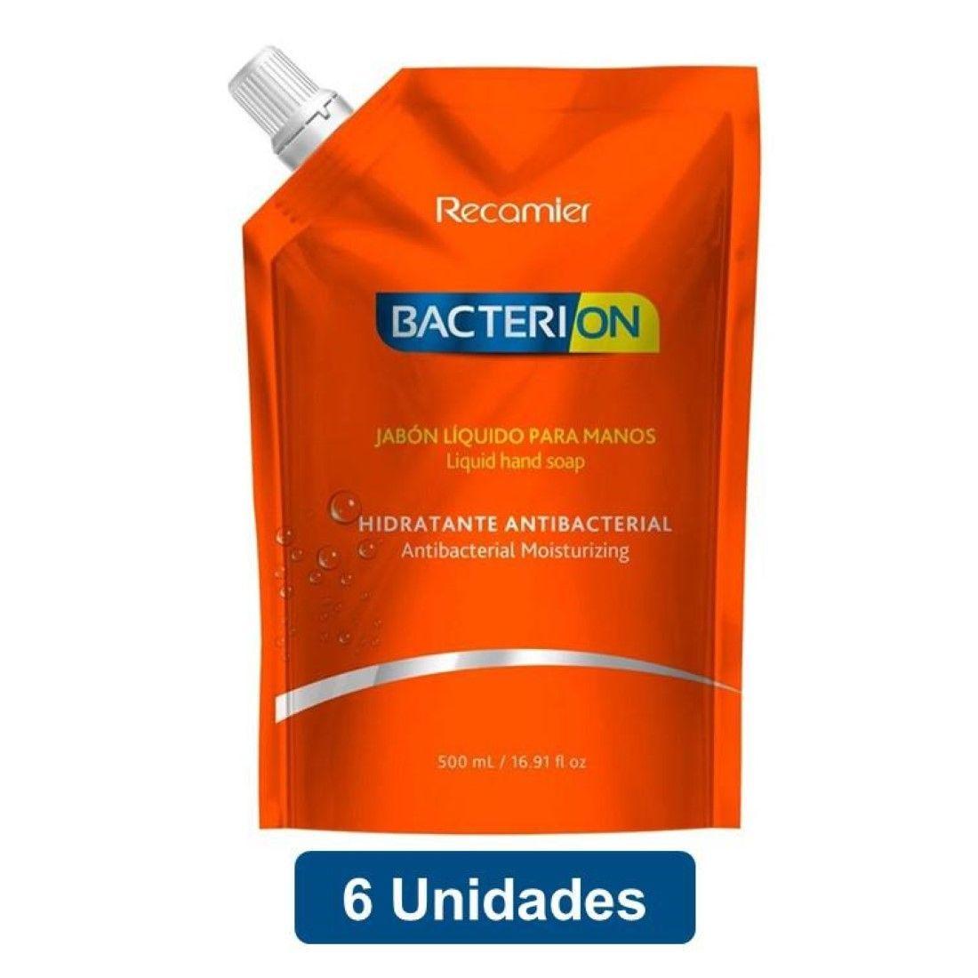 Jabón Hidratante Antibacterial 500ml Original X 6 Bacterion-0