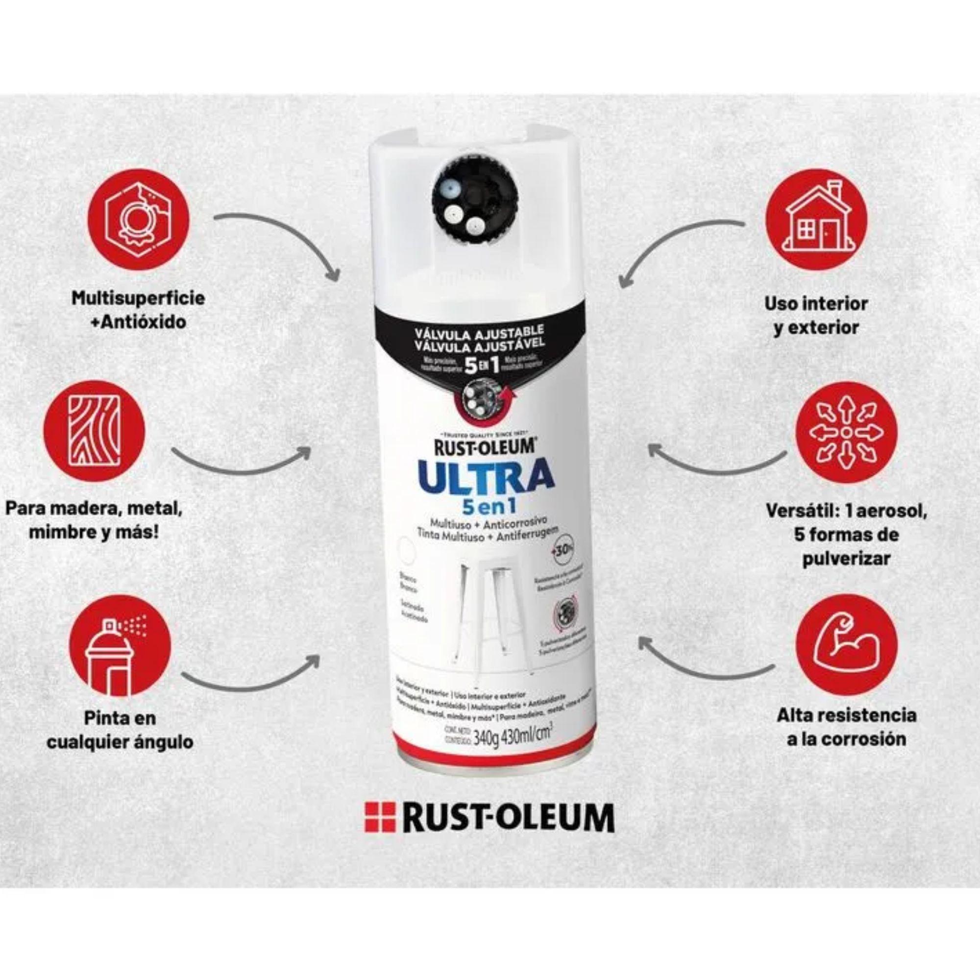 Pintura en Aerosol Ultra 5 en 1 340grs Blanco Satinado - Rust Oleum-1