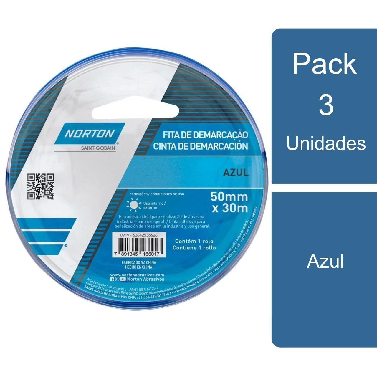 Pack 3 Cinta para demarcar piso 50mm x 30mts Azul Norton-0