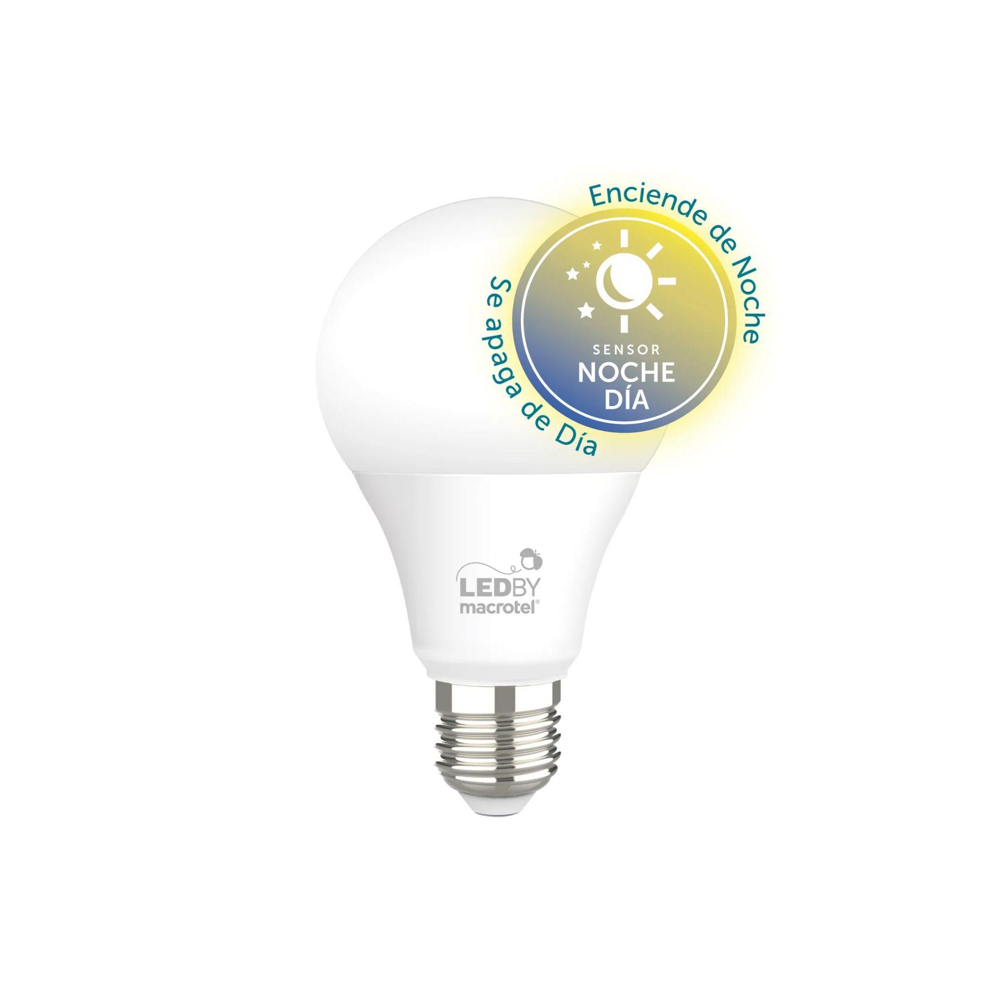 Ampolleta Led E27 luz fría 6500K con sensor día/noche para encendido automático 7W - Macrotel-0