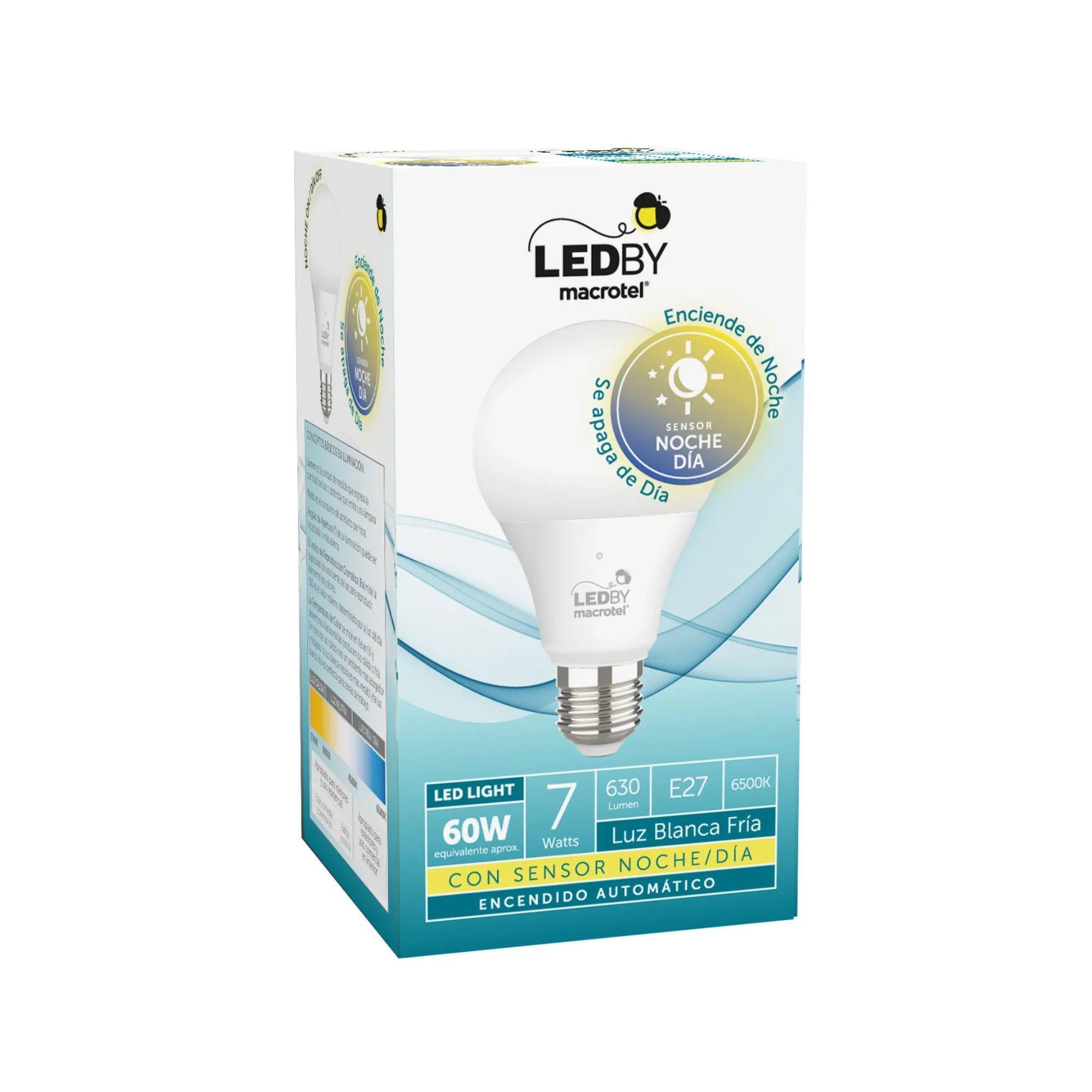 Ampolleta Led E27 luz fría 6500K con sensor día/noche para encendido automático 7W - Macrotel-1