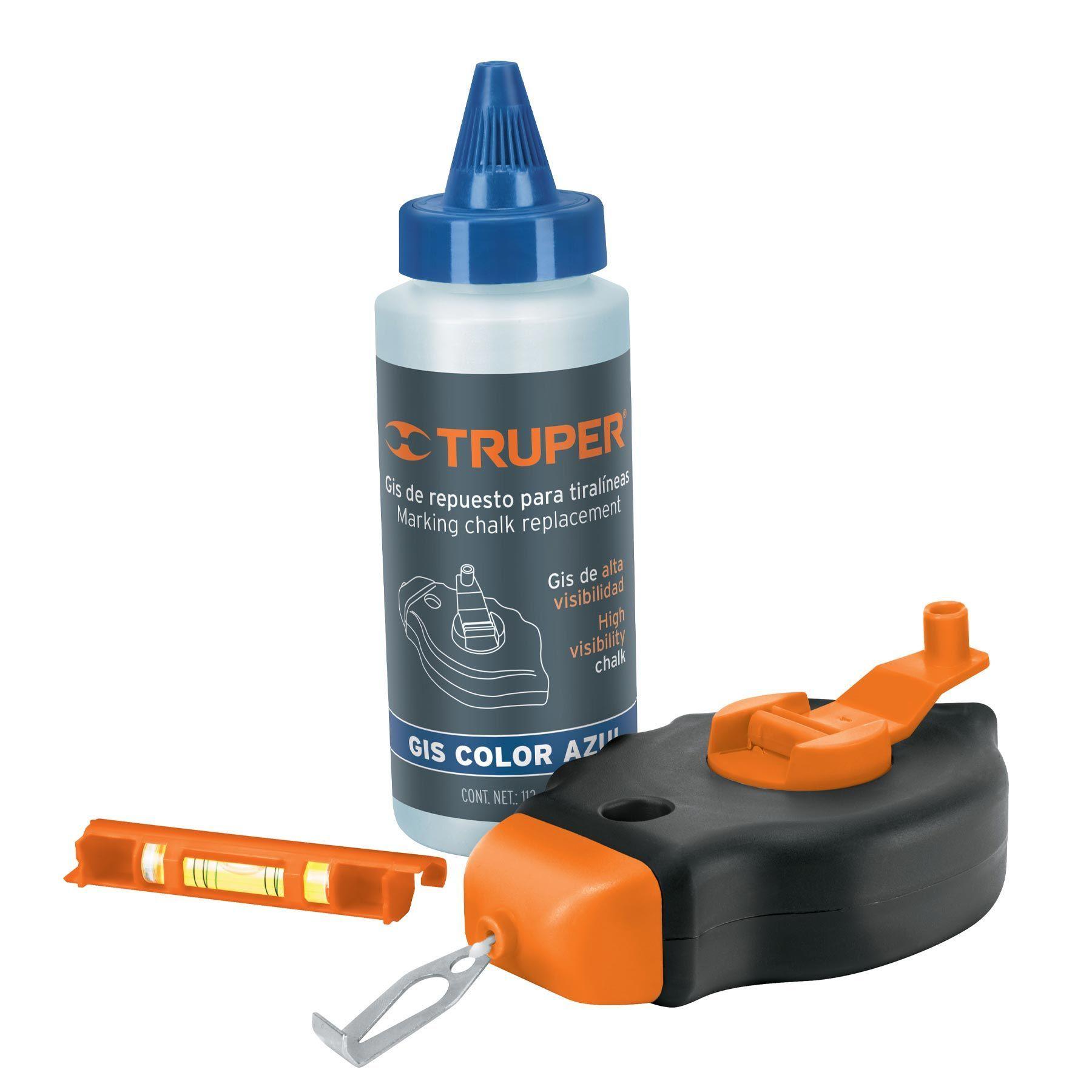 Tizador / Tiralíneas con tiza azul y nivel 30mts Truper-1