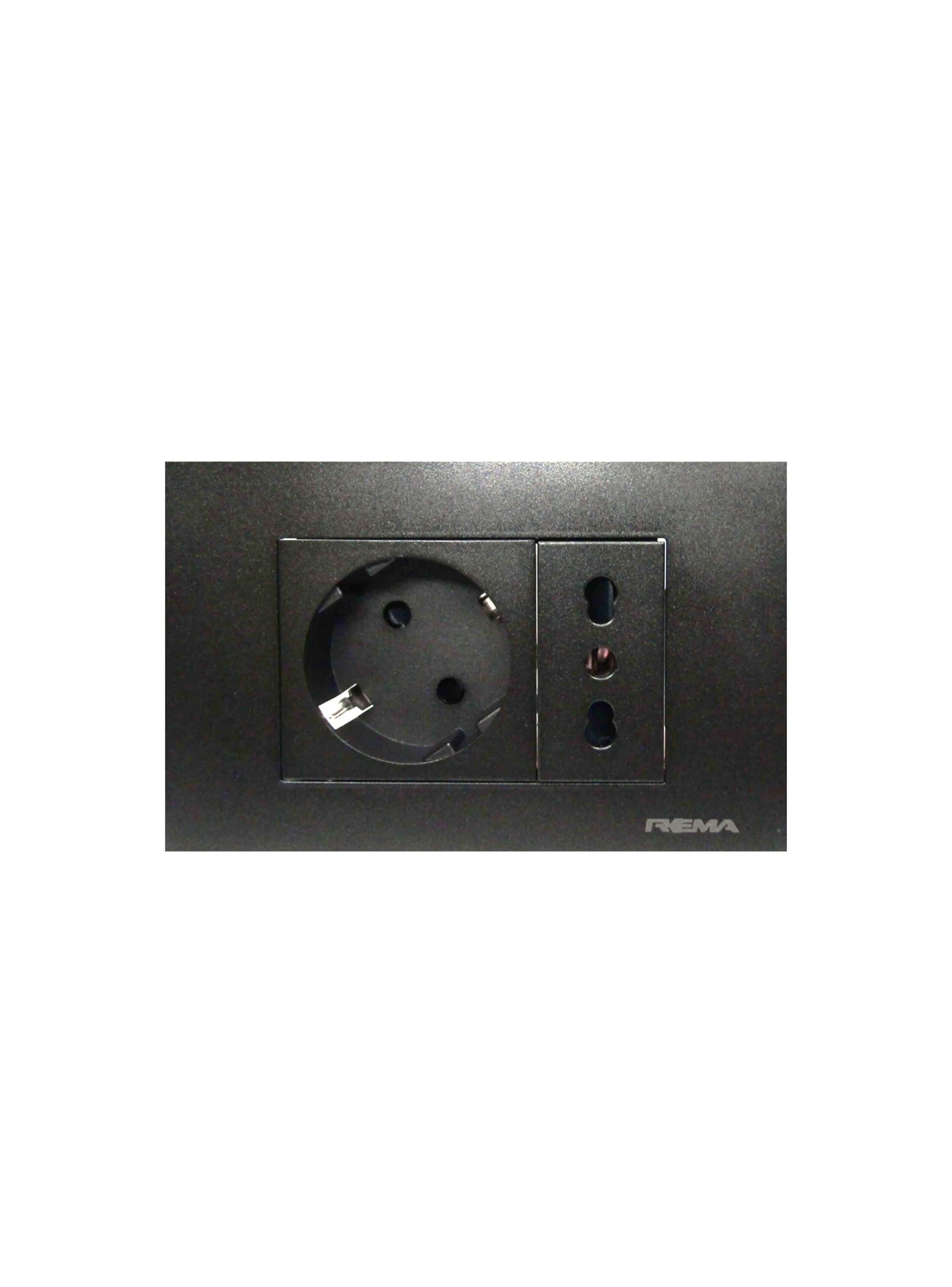 Enchufe 10/16A y Schuko Línea Arrayán Negro - Rema-0