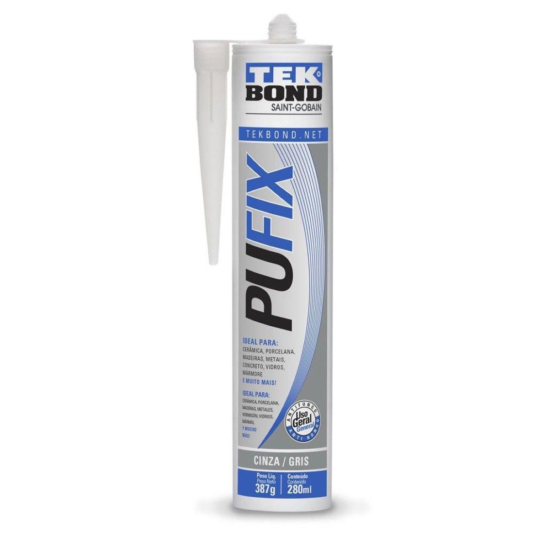 Adhesivo De Poliuretano Pufix 387grs. Gris Tekbond-0