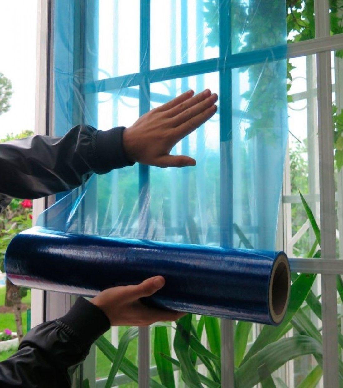 Plástico Protector para ventanas UV Azul 600mm x 100mts tesa-1