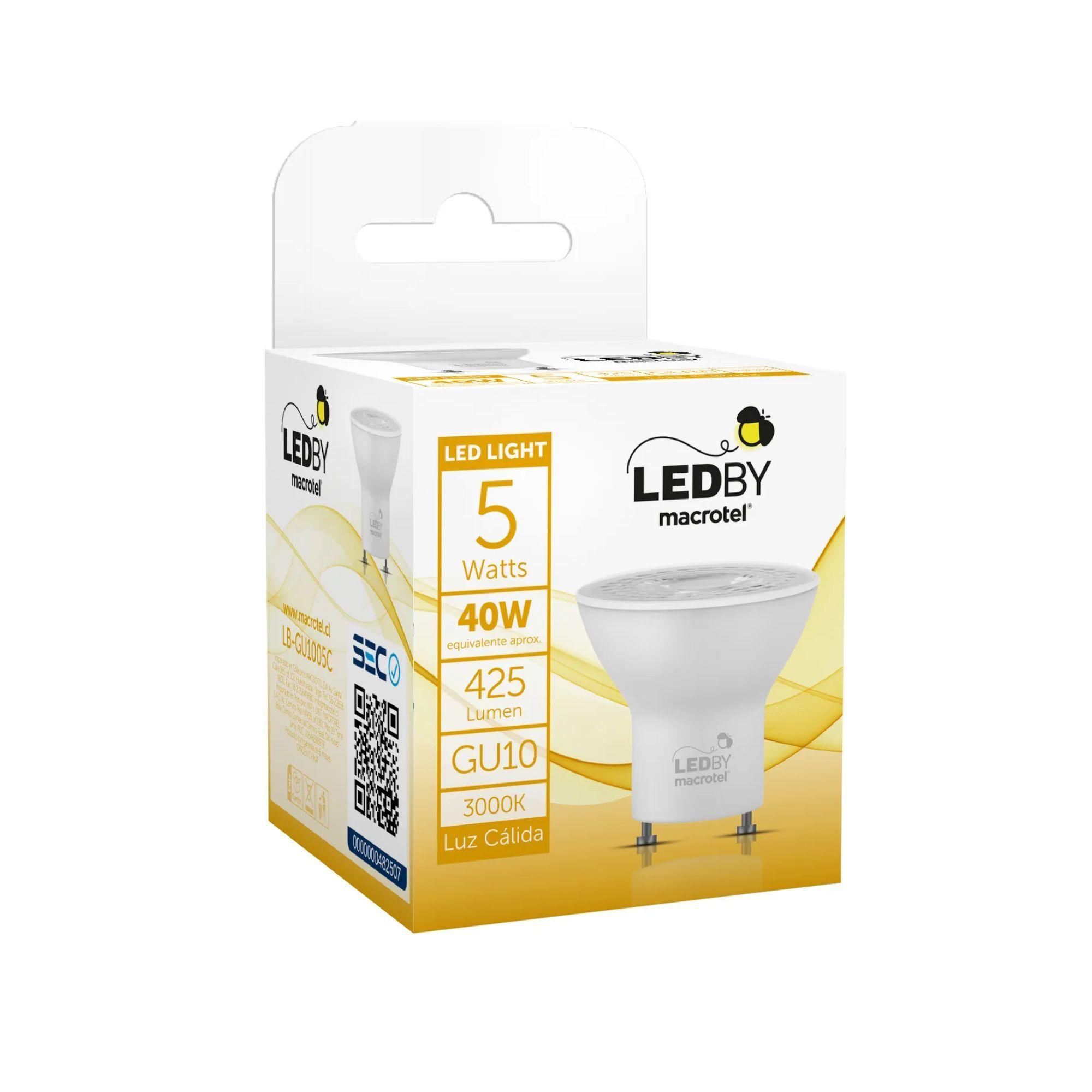 Ampolleta Led GU10 luz cálida 3000K 5W - Macrotel-0
