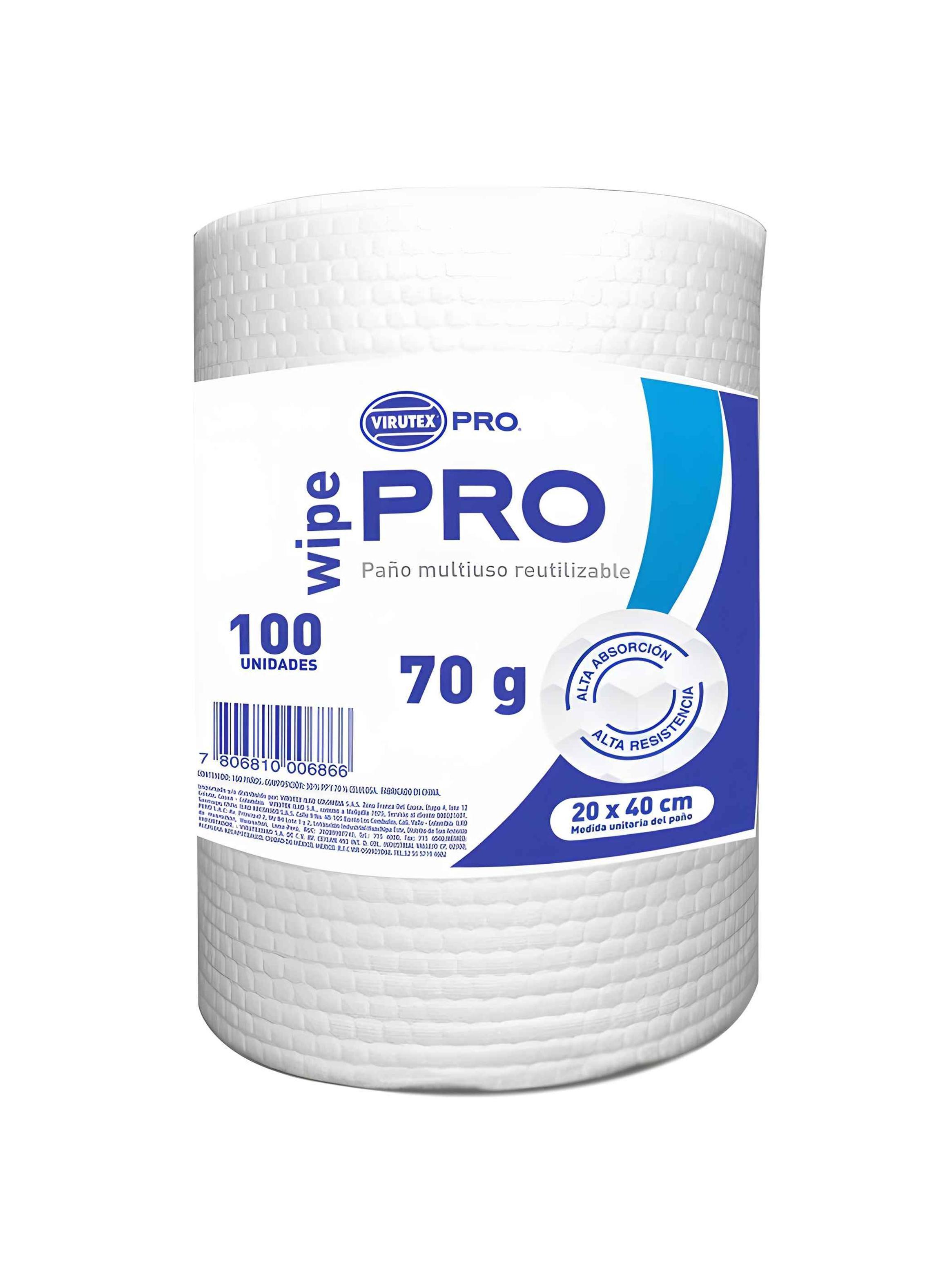 Paño multiuso reutilizable 20x40cms 100 paños Virutex Pro-0