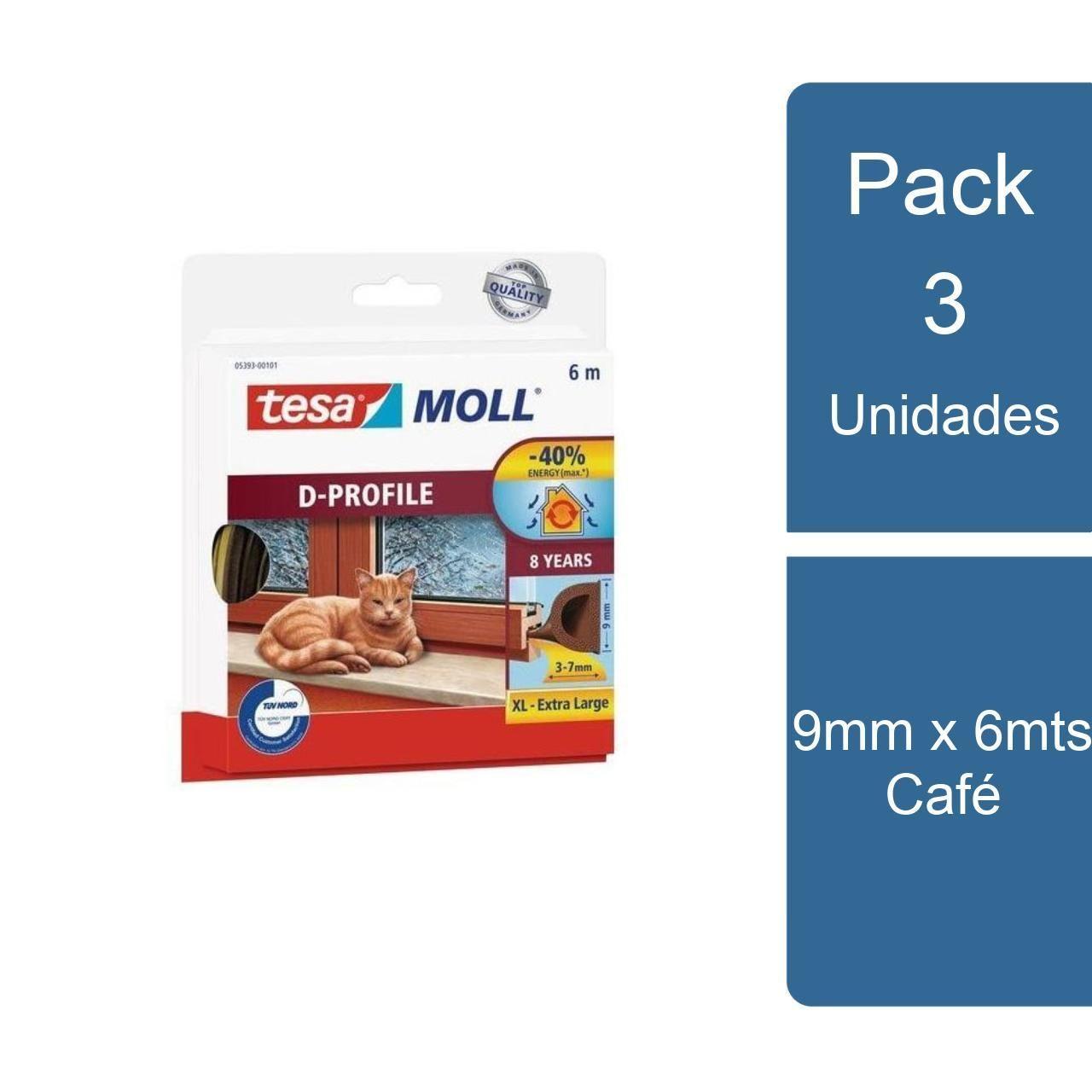 Pack 3 Tesamoll Tubular Perfil D 9mm x 6mts Café tesa-0