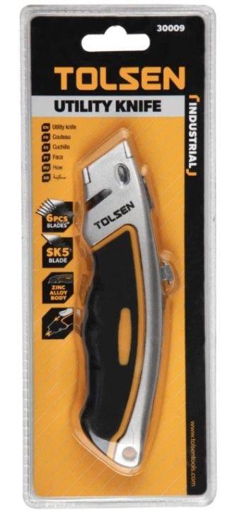 Cuchillo Cartonero Aluminio Retractil 61x19mm Tolsen-1