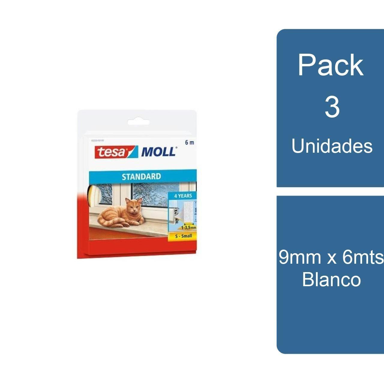 Pack 3 Tesamoll Tubular Estandar 9mm x 6mts Blanco tesa-0