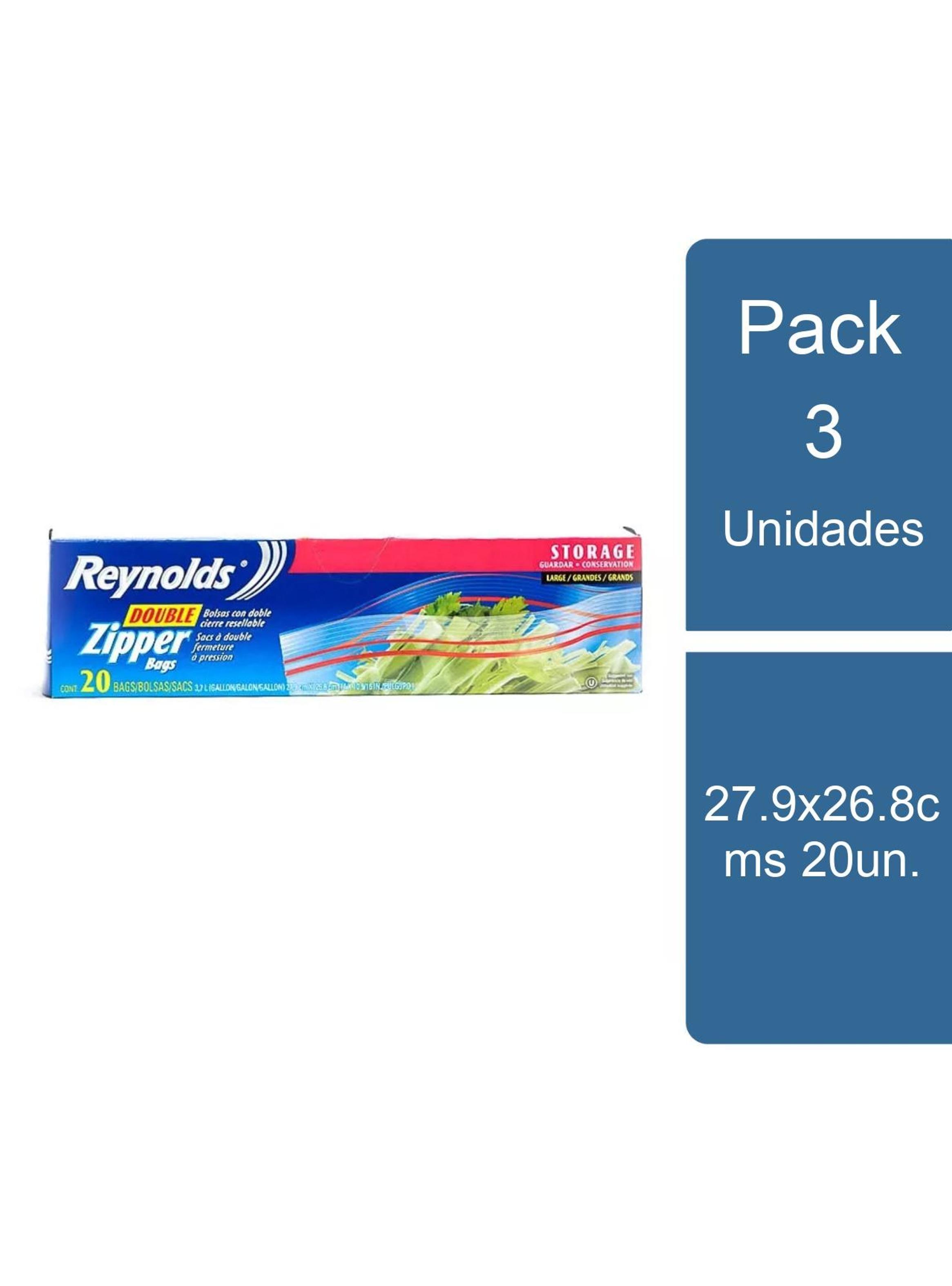 Pack 3 Bolsa Zipper Grandes 27.9x26.8cms 20un. Reynolds Wrap-0
