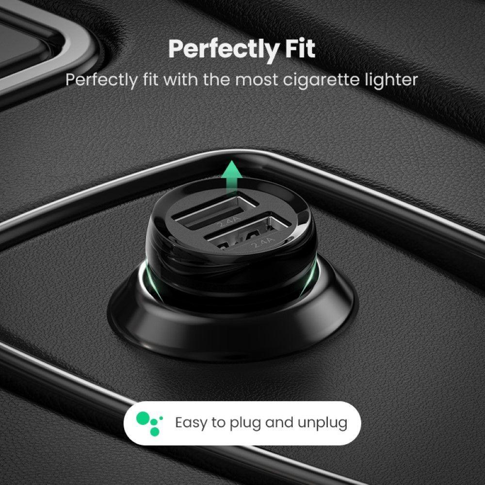 Cargador para automovil 24W 2xUSB-A ED018 Negro Ugreen-2