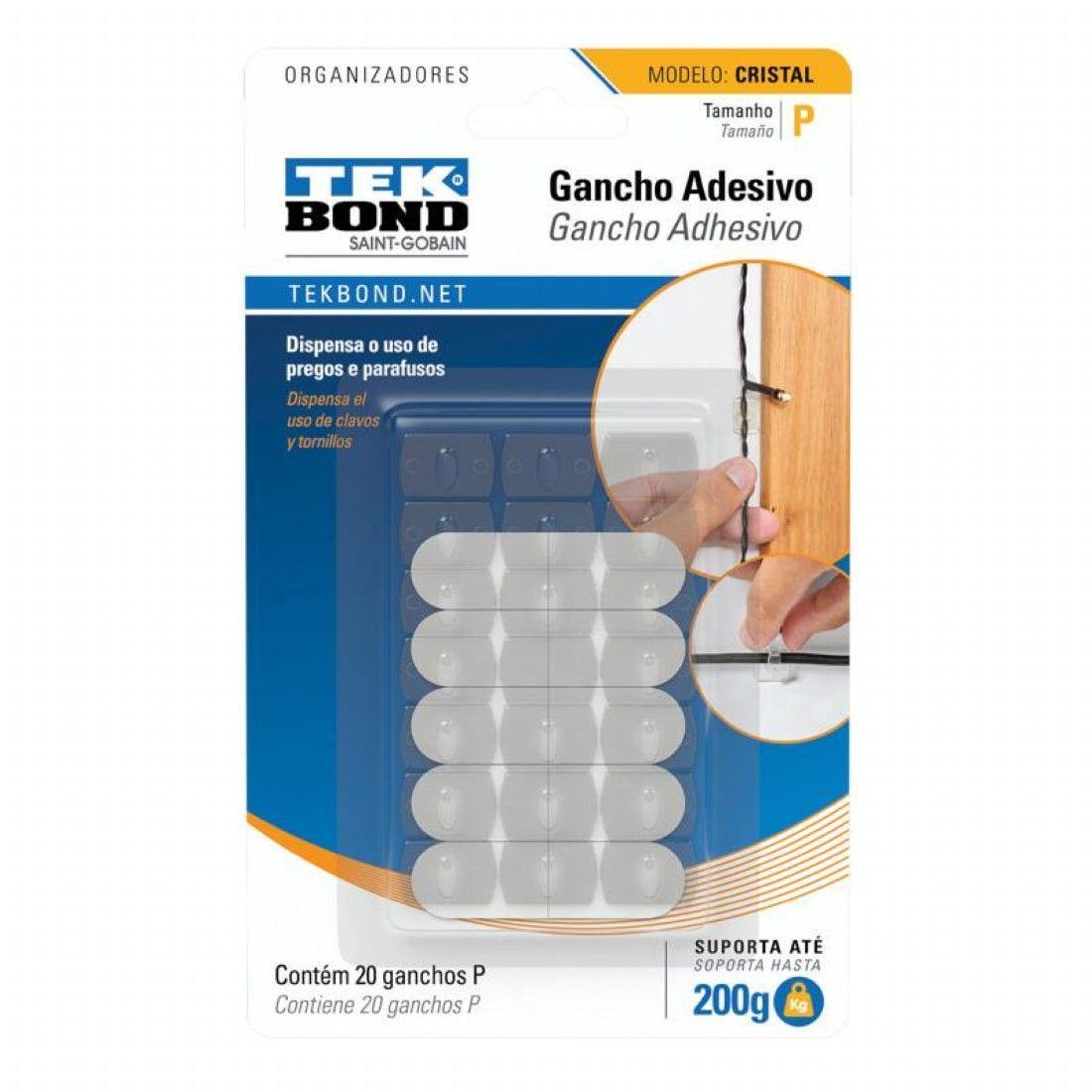 Ganchos Adhesivos Plástico Cristal P - 0.2kg 20un. Tekbond-0