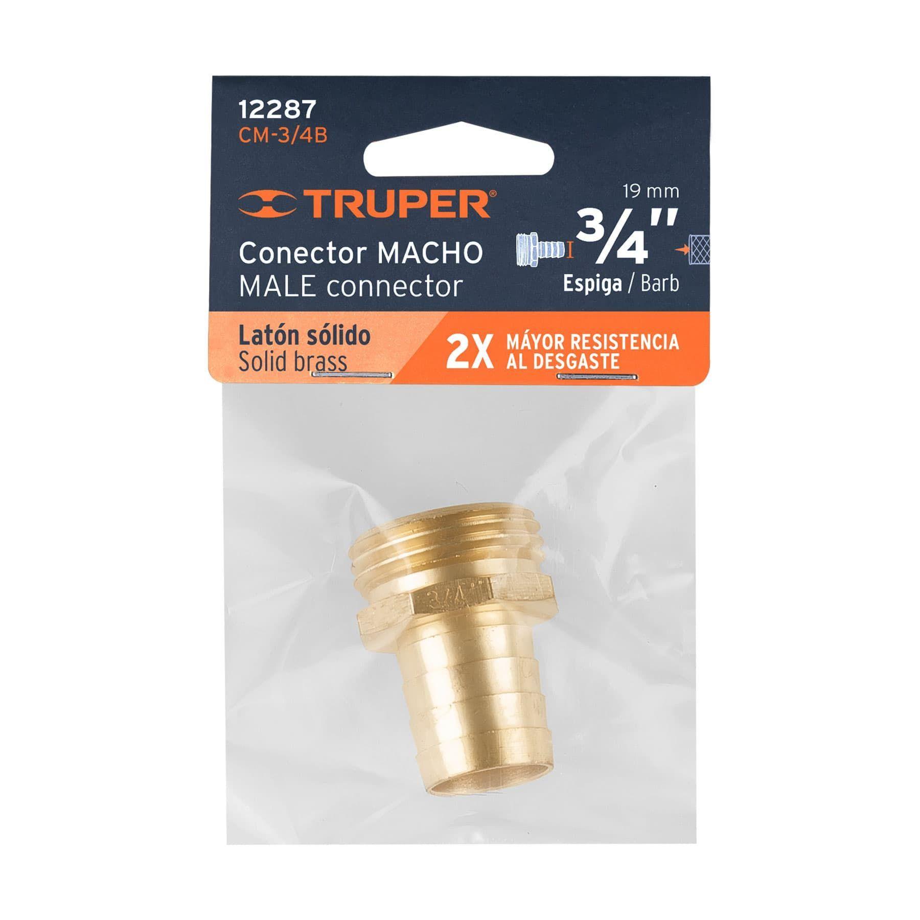 Conector de riego con espiga 3/4" HE Rosca 3/4" Truper-1