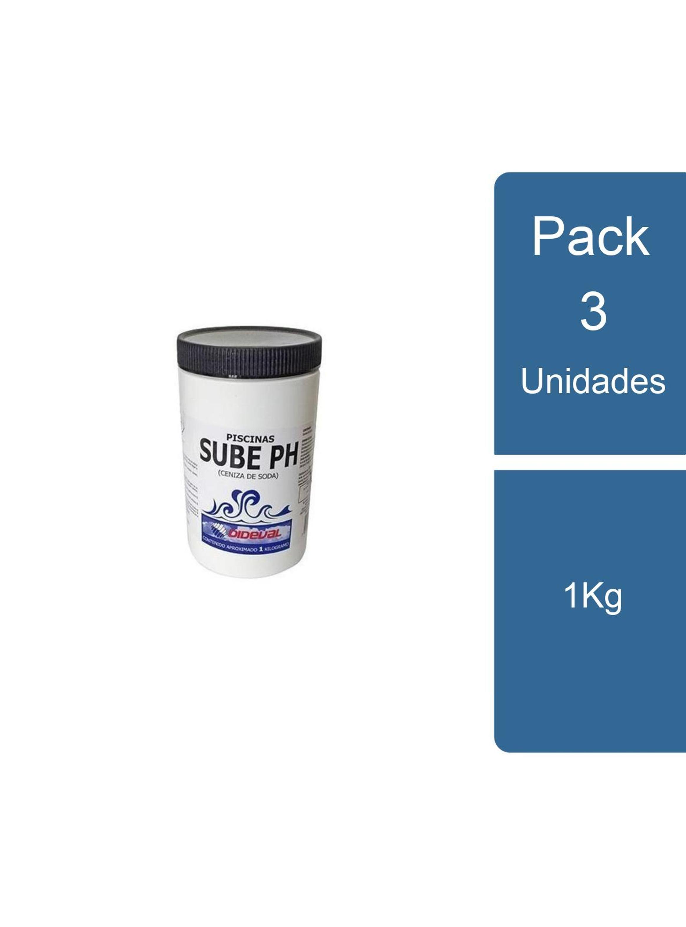 Pack 3 Sube pH para piscina 1Kg Dideval-0
