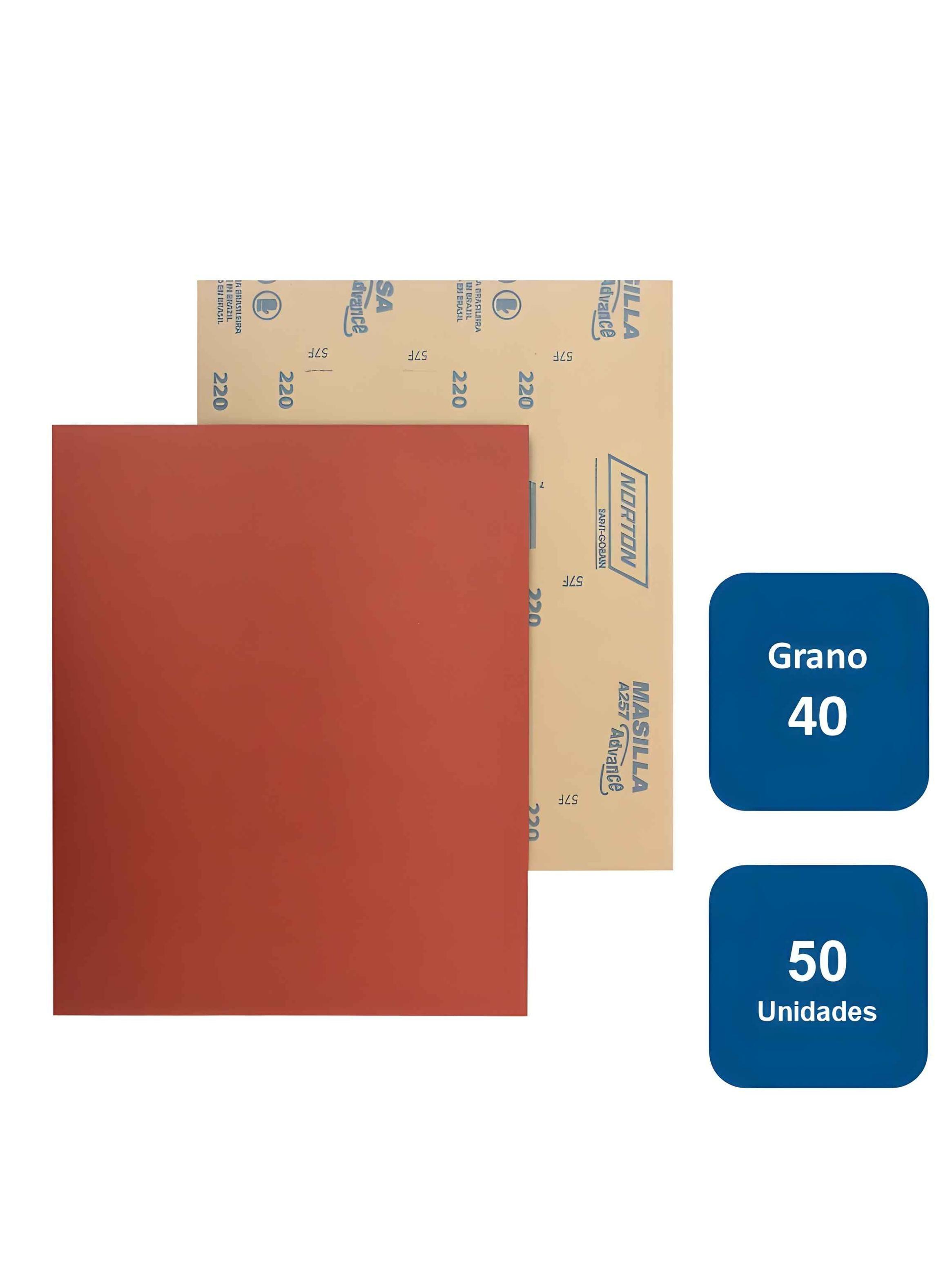 Lija Para Madera / Masilla Grano 40 50un. Norton-0