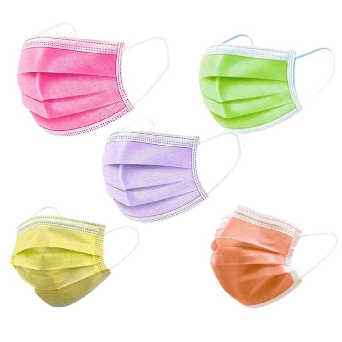 Mascarillas 3 pliegues desechables niños Mix Colores 4 50un-0