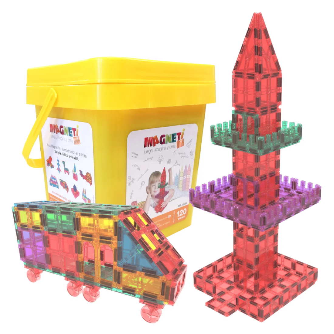 Juguete De Bloques Magnéticos Mix 120 Piezas Magneti-0