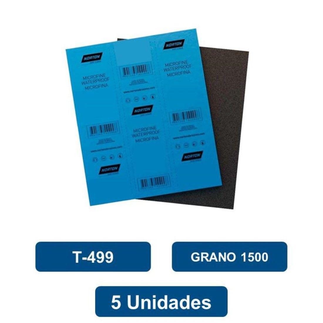 Lija Microfina Pulido Al Agua T-499 Grano 1500 5un. Norton-0