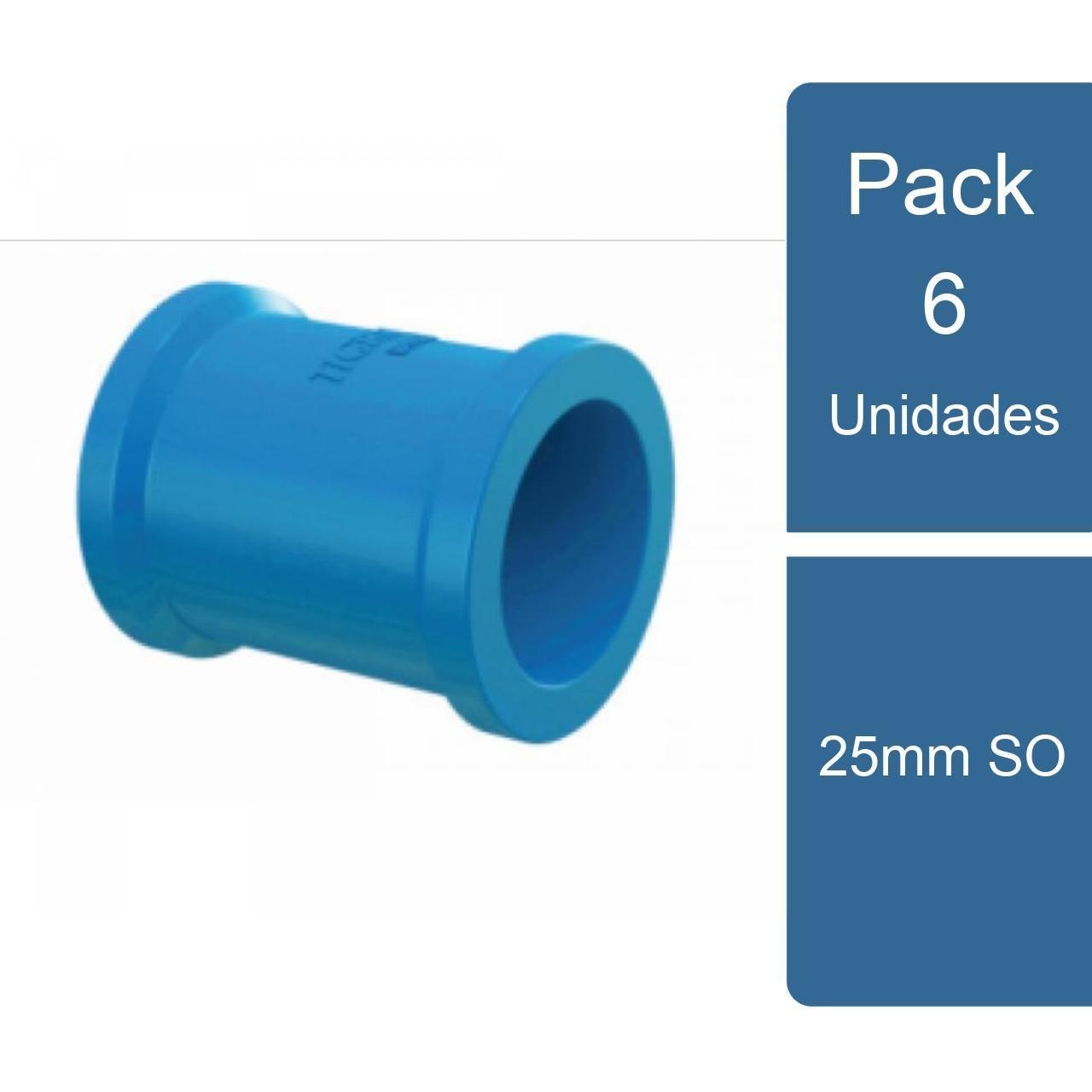 Pack 6 Copla PVC Hidráulico 25mm SO PVC-0