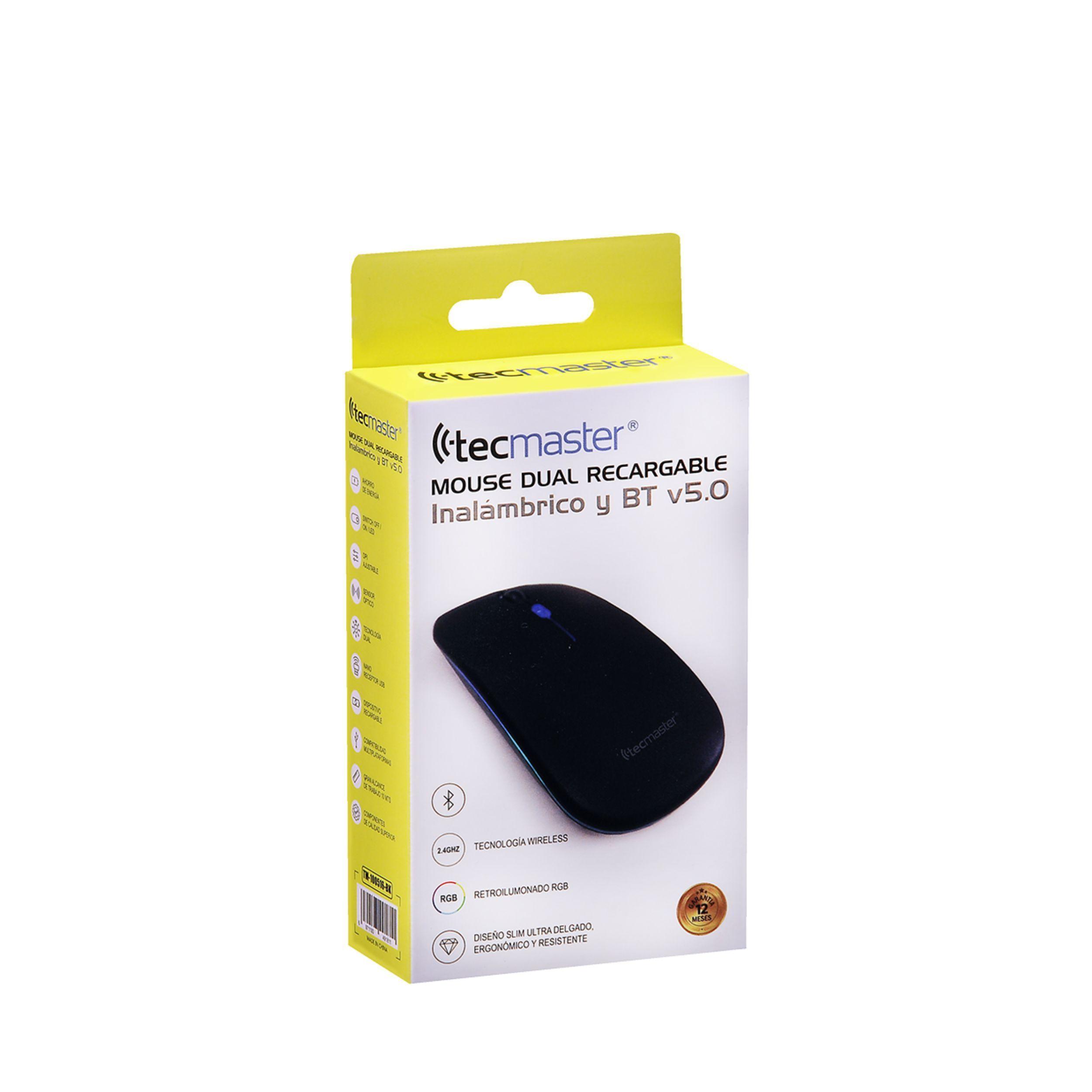 Mouse Inalámbrico Recargable dual Bluetooth Negro Tecmaster-1
