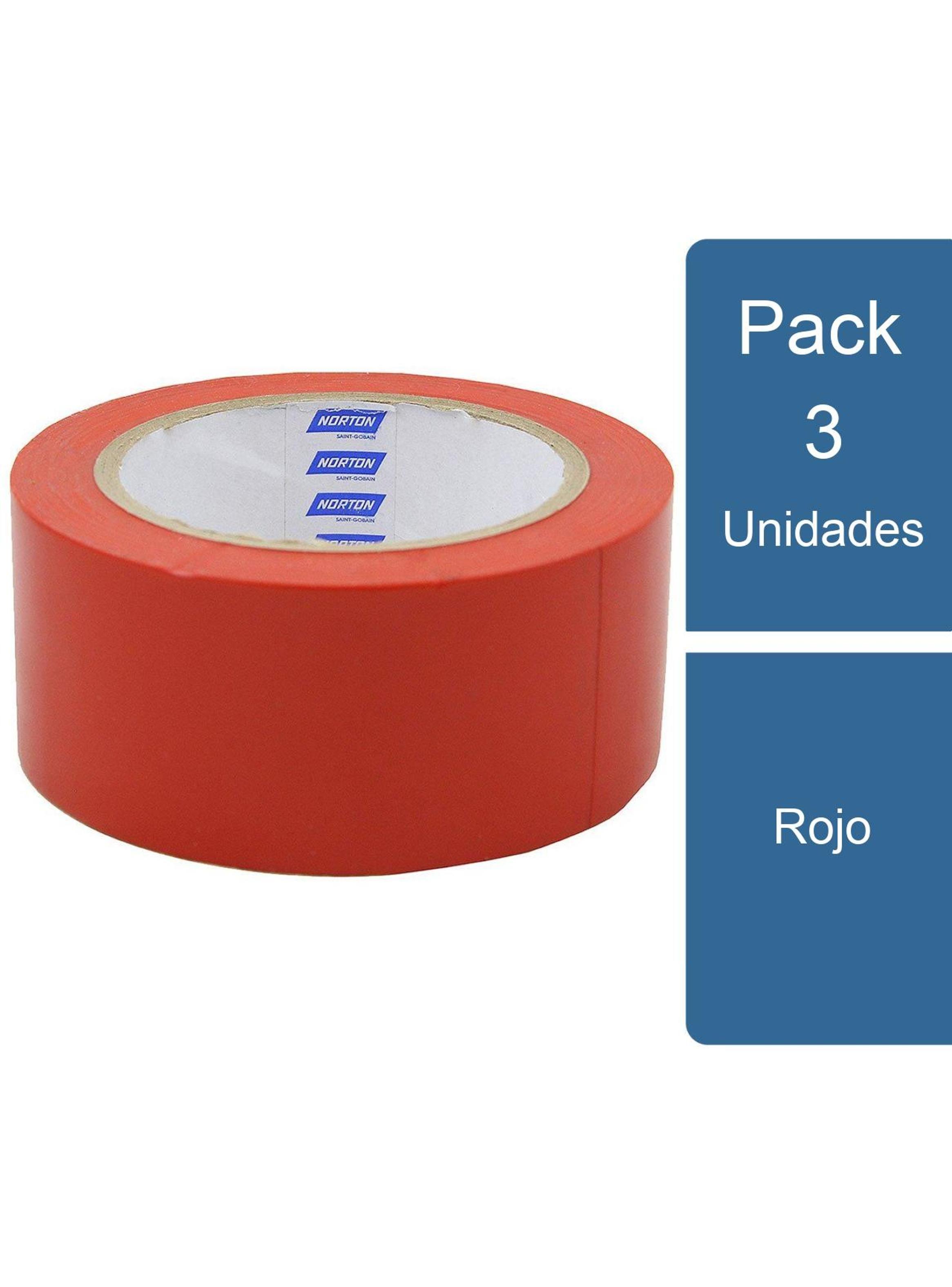 Pack 3 Cinta para demarcar piso 50mm x 30mts Rojo Norton-0