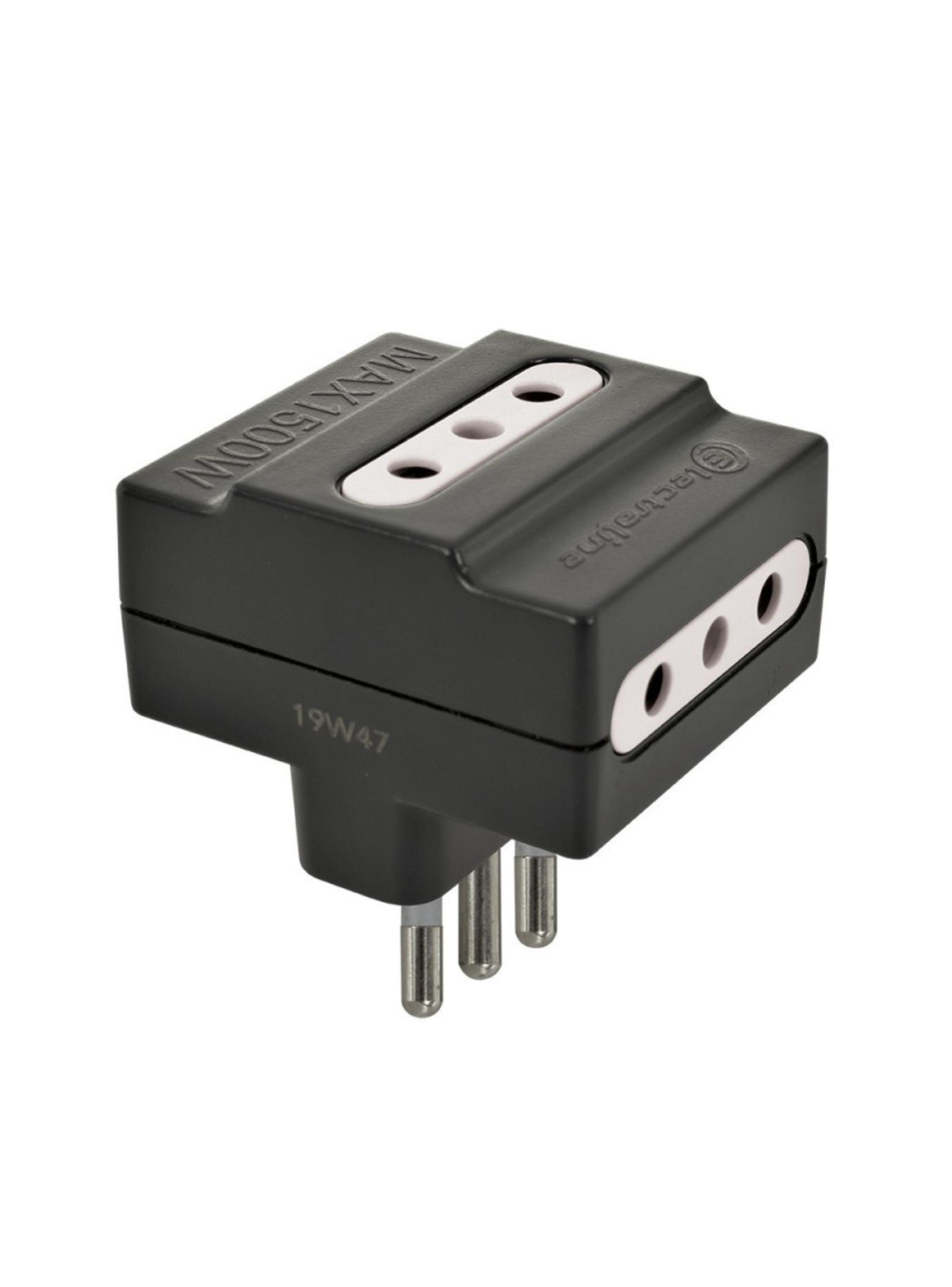 Adaptador triple 10A Negro - Lexo-0